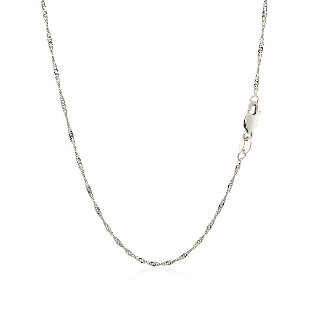 Elegant 14k white gold Singapore chain featuring a refined round design, perfect for layering or standalone wear.