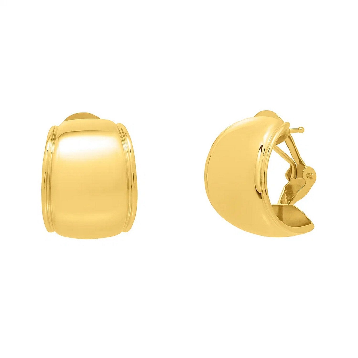 14k yellow gold modern hoop earrings featuring a chic stud design for a luxurious touch.