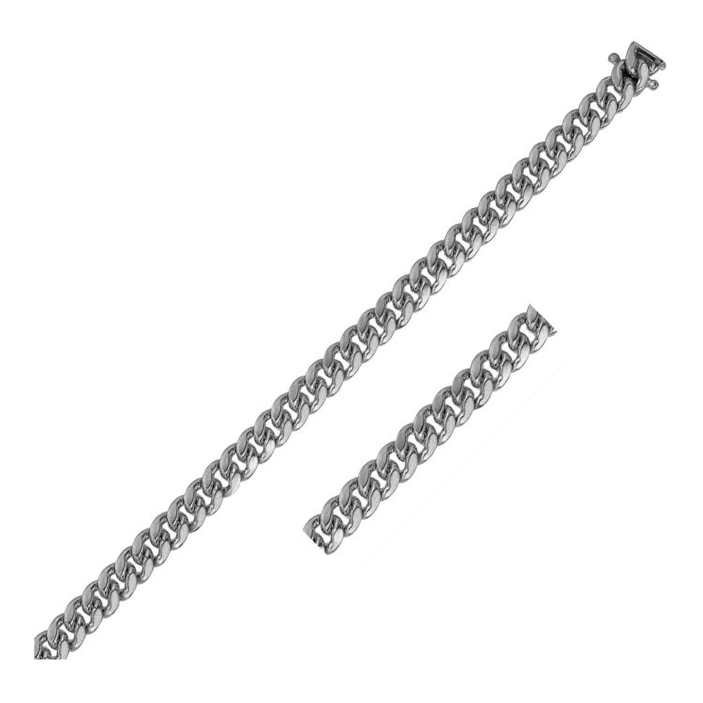 14k white gold classic Miami Cuban solid chain, 5.00 mm, showcasing timeless elegance and luxurious craftsmanship.