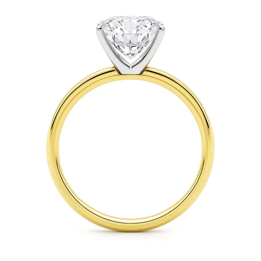 5 carat cushion cut diamond solitaire ring in 14k yellow gold, showcasing timeless elegance and luxury craftsmanship.