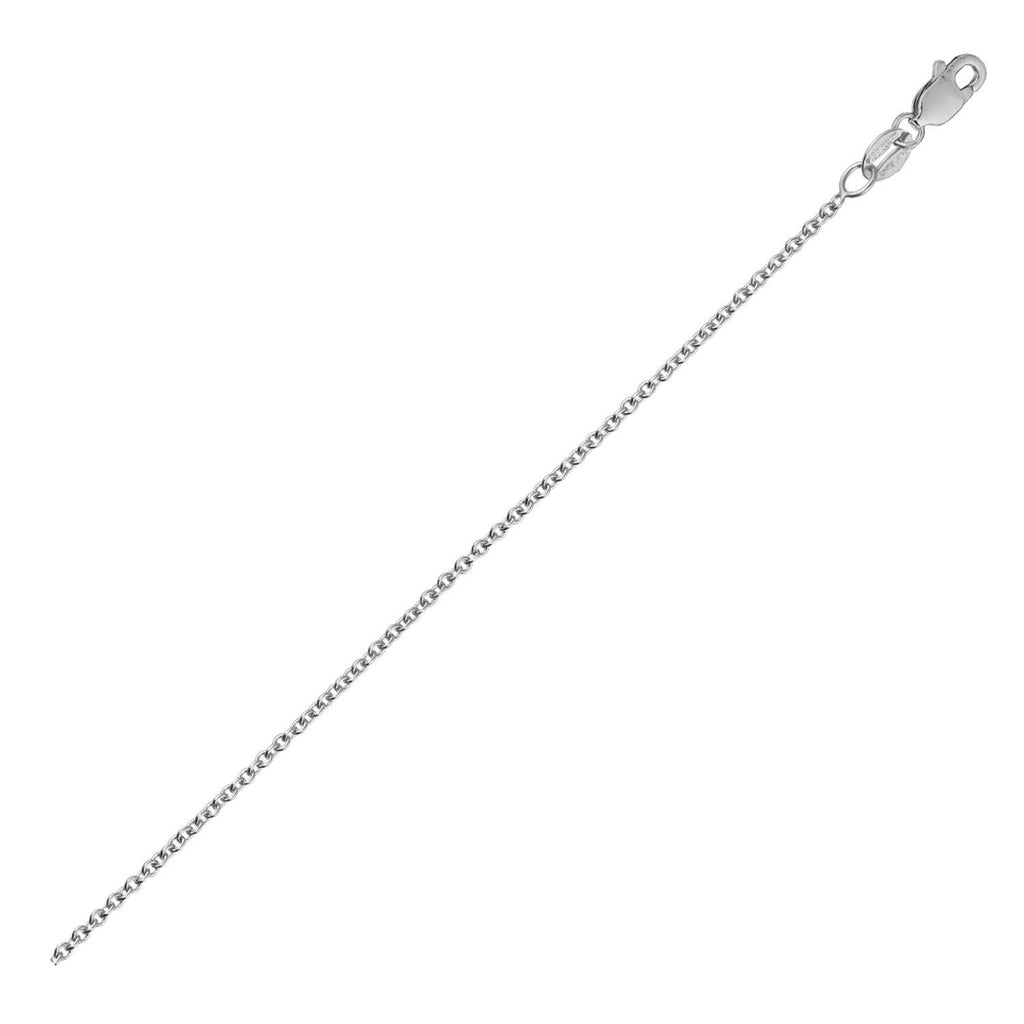 14k white gold round cable link chain, classic design with 2.4 mm links, perfect for layering or standalone elegance.