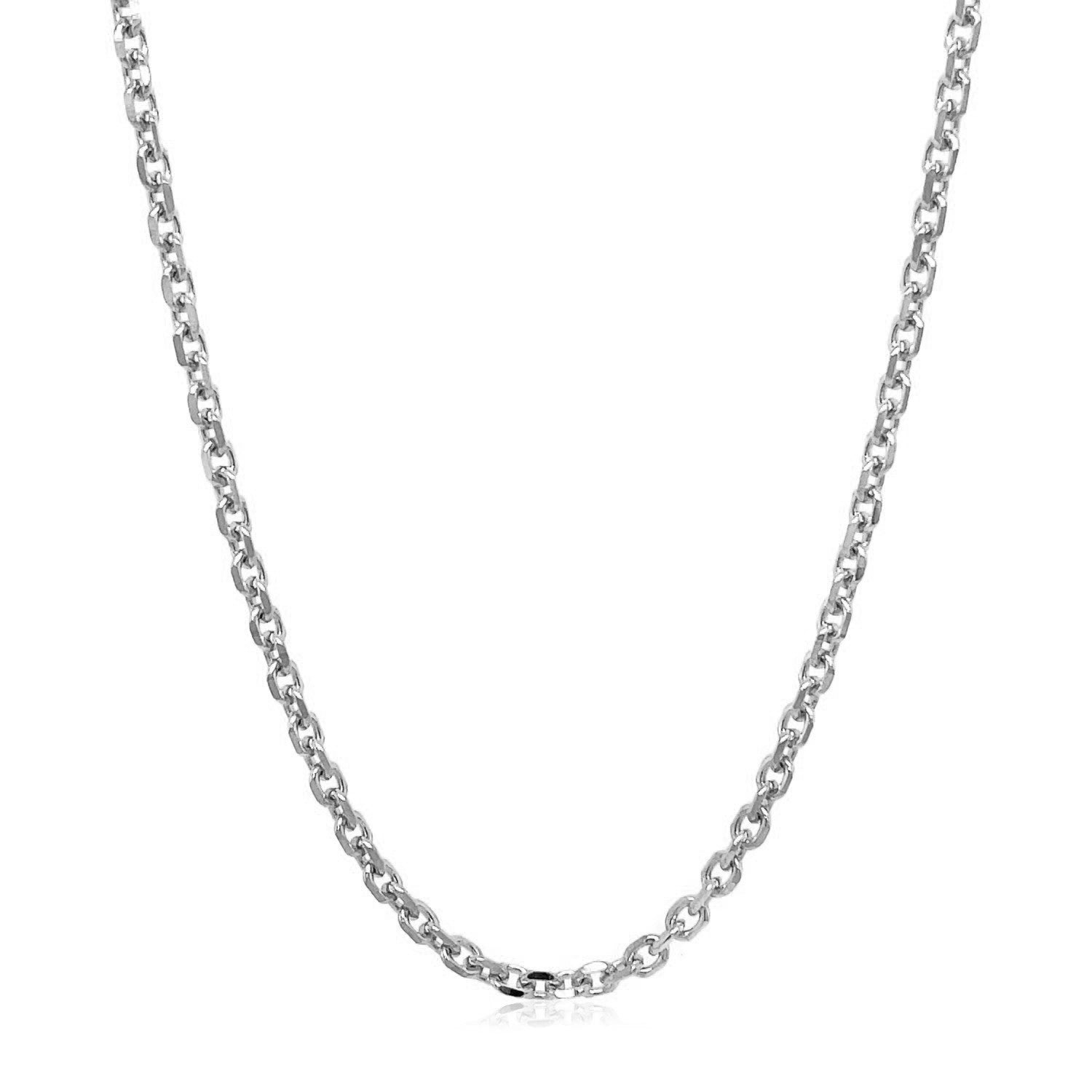 18k white gold diamond cut cable link chain, modern design, featuring elegant interlocking links, 2.60 mm width.