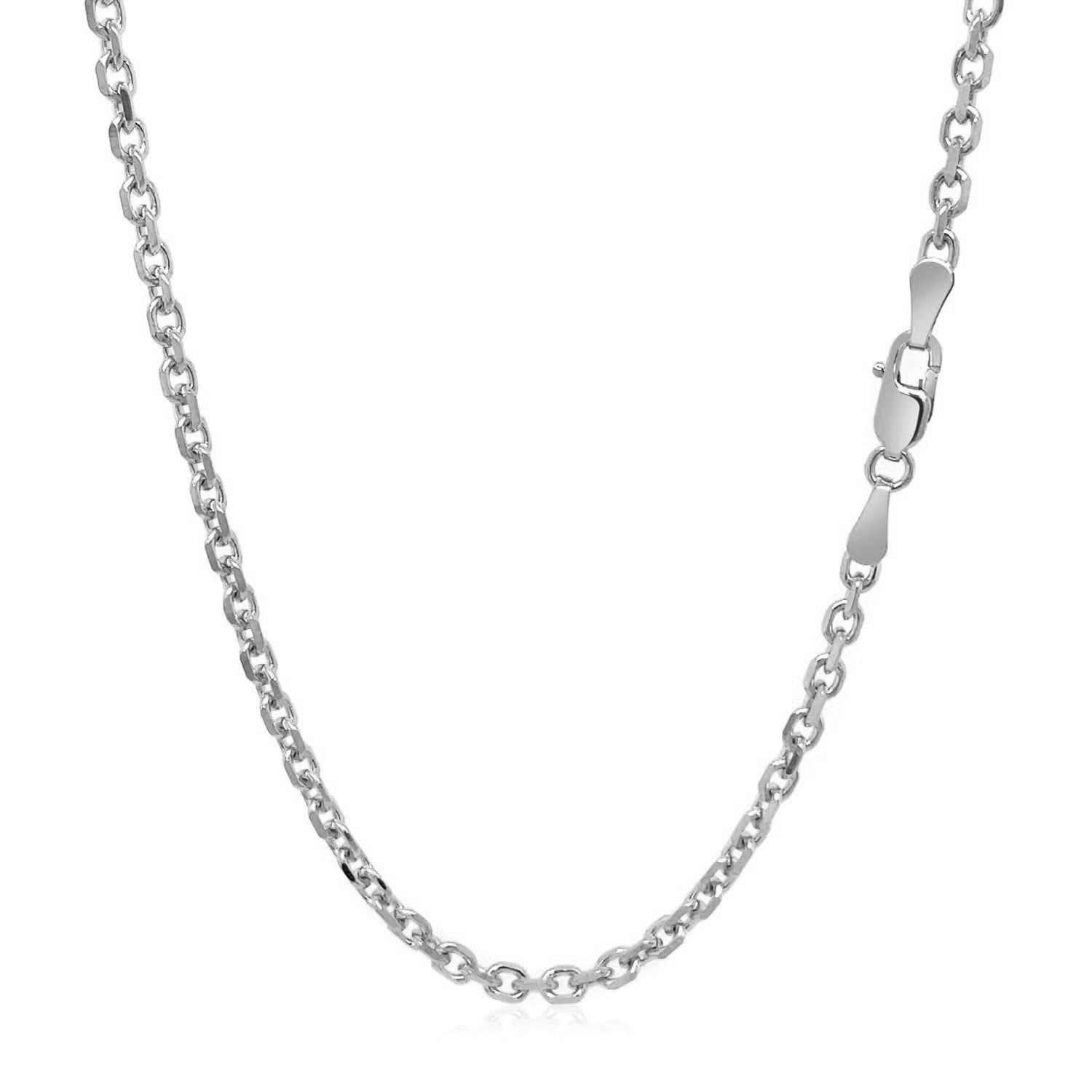 18k white gold diamond cut cable link chain, modern design, 2.60 mm width, perfect for layering or standalone elegance.