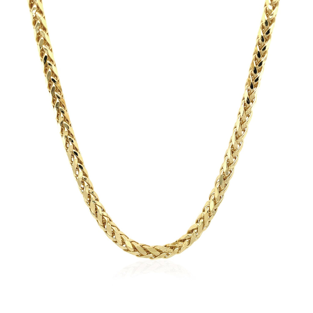 14k yellow gold diamond cut round Franco chain, 3.20 mm, showcasing elegant design and luxurious craftsmanship.