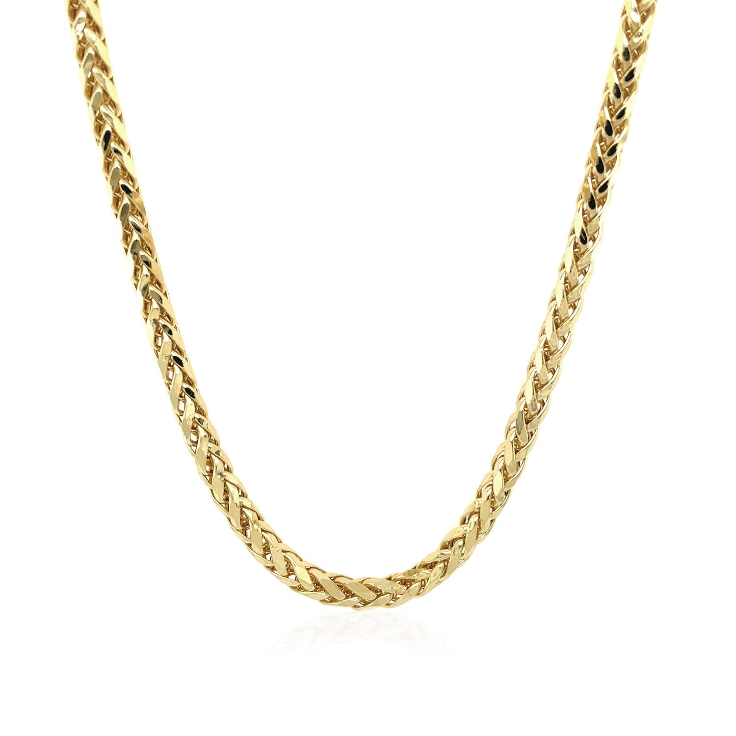 14k yellow gold diamond cut round Franco chain, 3.20 mm, showcasing elegant design and luxurious craftsmanship.