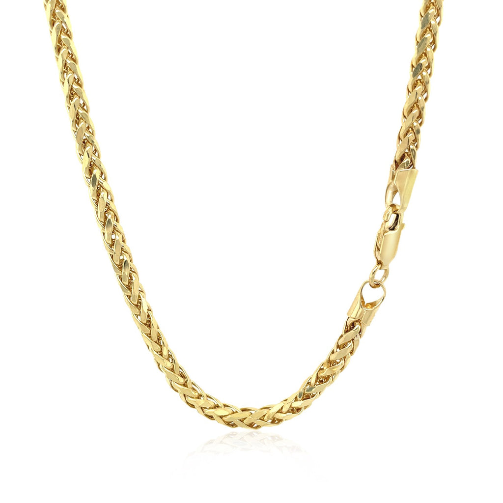 14k yellow gold diamond cut round Franco chain, 3.20 mm, elegant design perfect for layering or standalone wear.