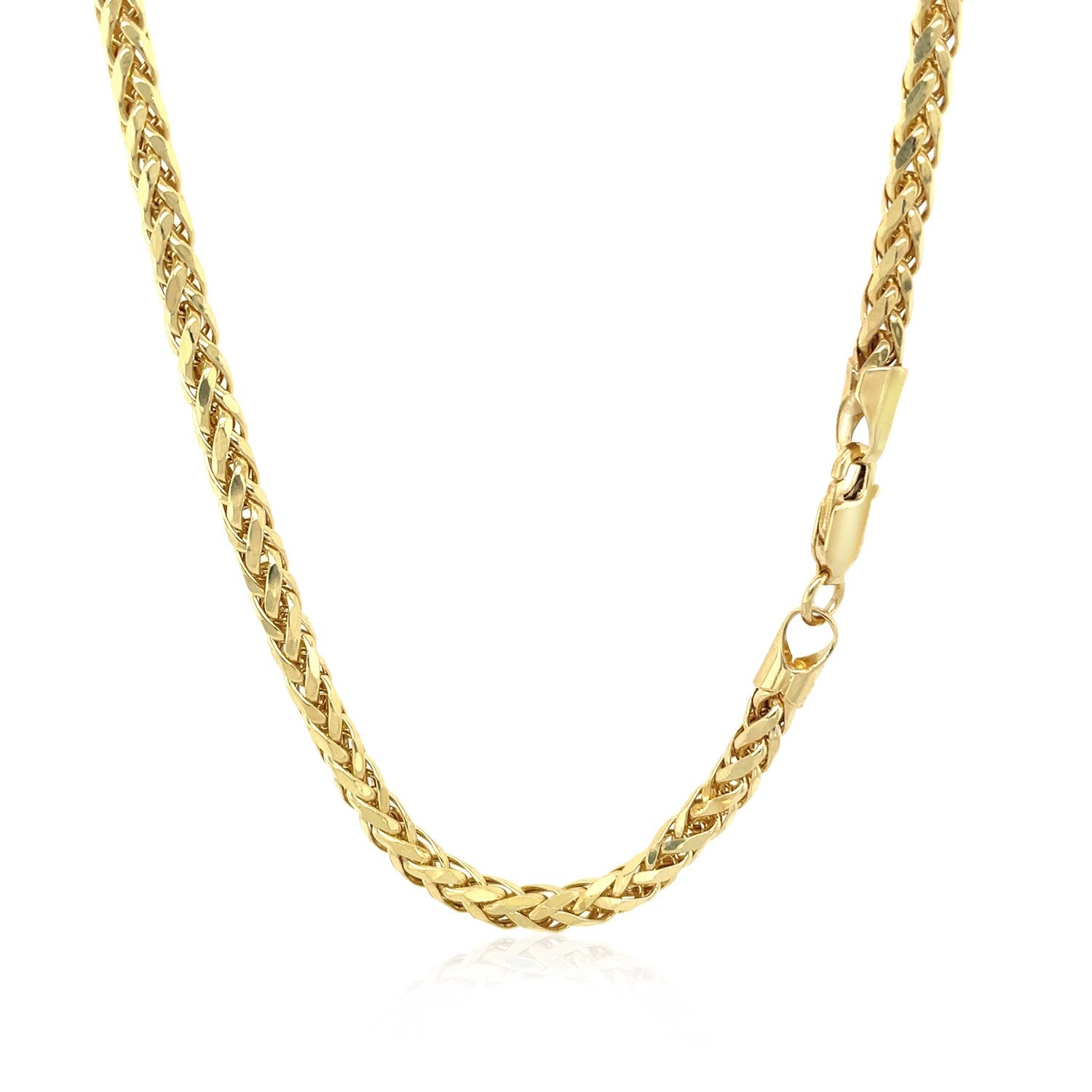 14k yellow gold diamond cut round Franco chain, 3.20 mm, elegant design perfect for layering or standalone wear.