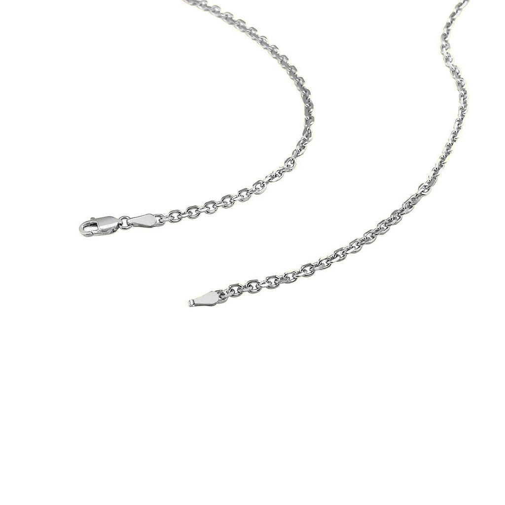14k white gold diamond cut cable link chain, modern design, 2.60 mm width, showcasing exquisite craftsmanship.