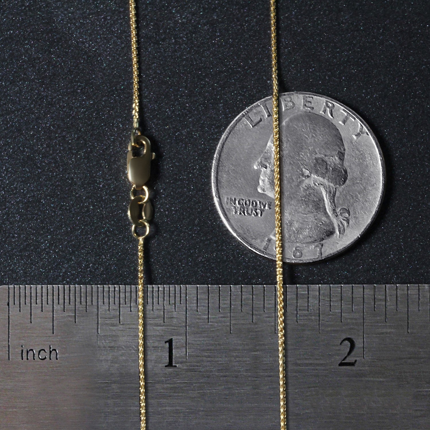 14k yellow gold round wheat chain with modern design, featuring a delicate 0.80 mm thickness for elegant layering.