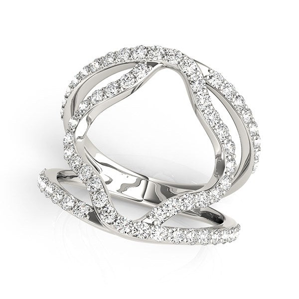 14k white gold diamond flower style dual band ring featuring exquisite floral design and 5/8 cttw brilliance.