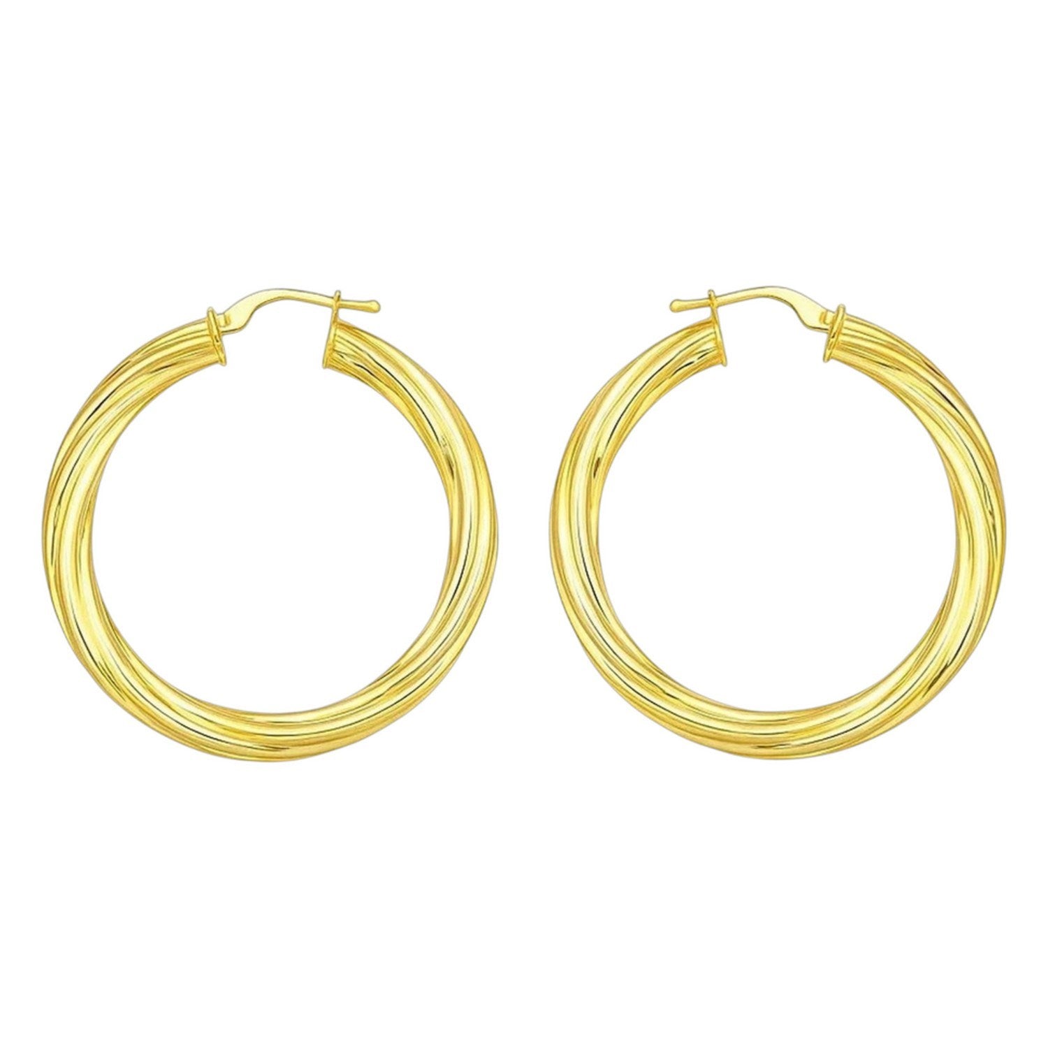 Textured large hoop earrings in 14k yellow gold, showcasing a modern design with elegant craftsmanship.