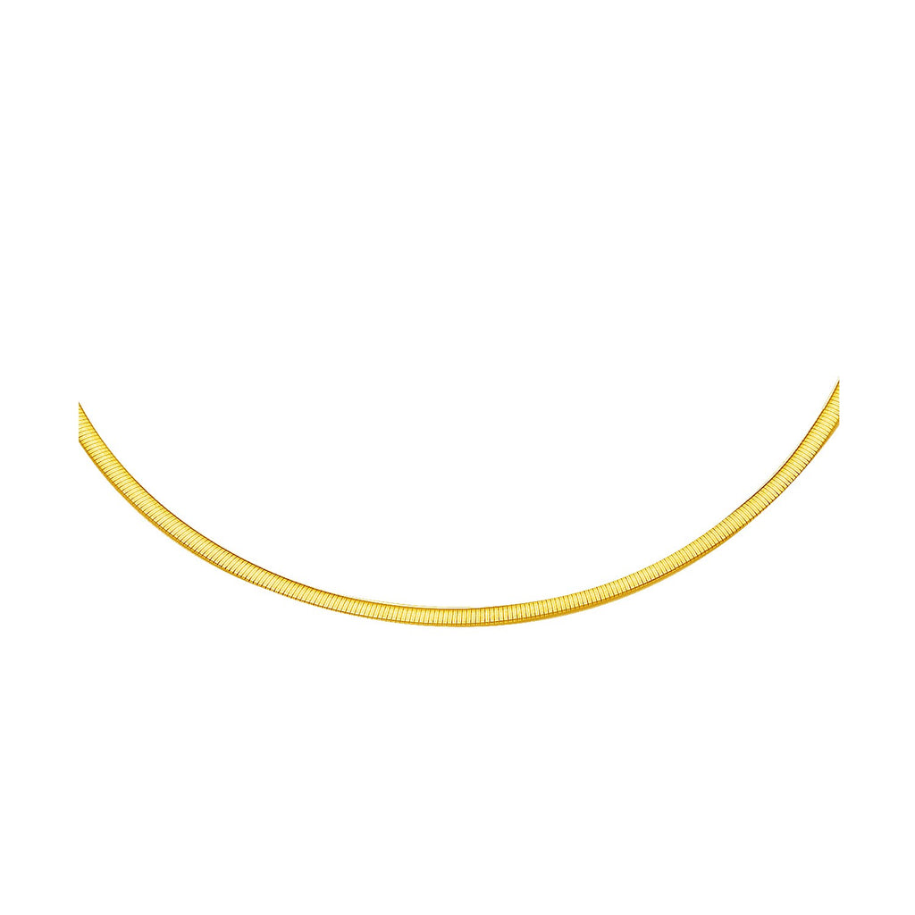 14k two-tone gold reversible omega necklace featuring a sleek modern design and elegant chain for versatile styling.