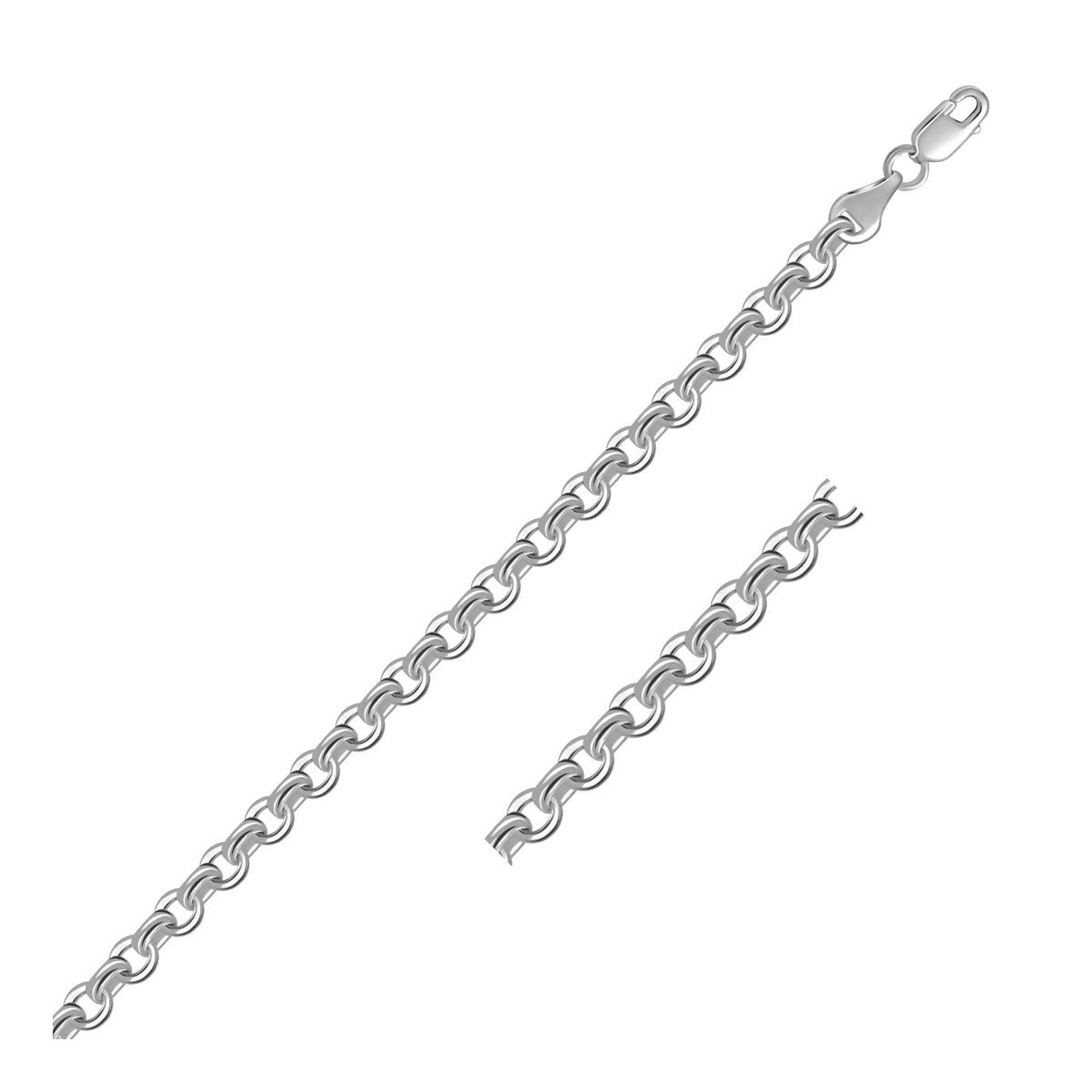 14k white gold diamond cut cable link chain, 3.70 mm, elegant design for a luxurious statement piece.