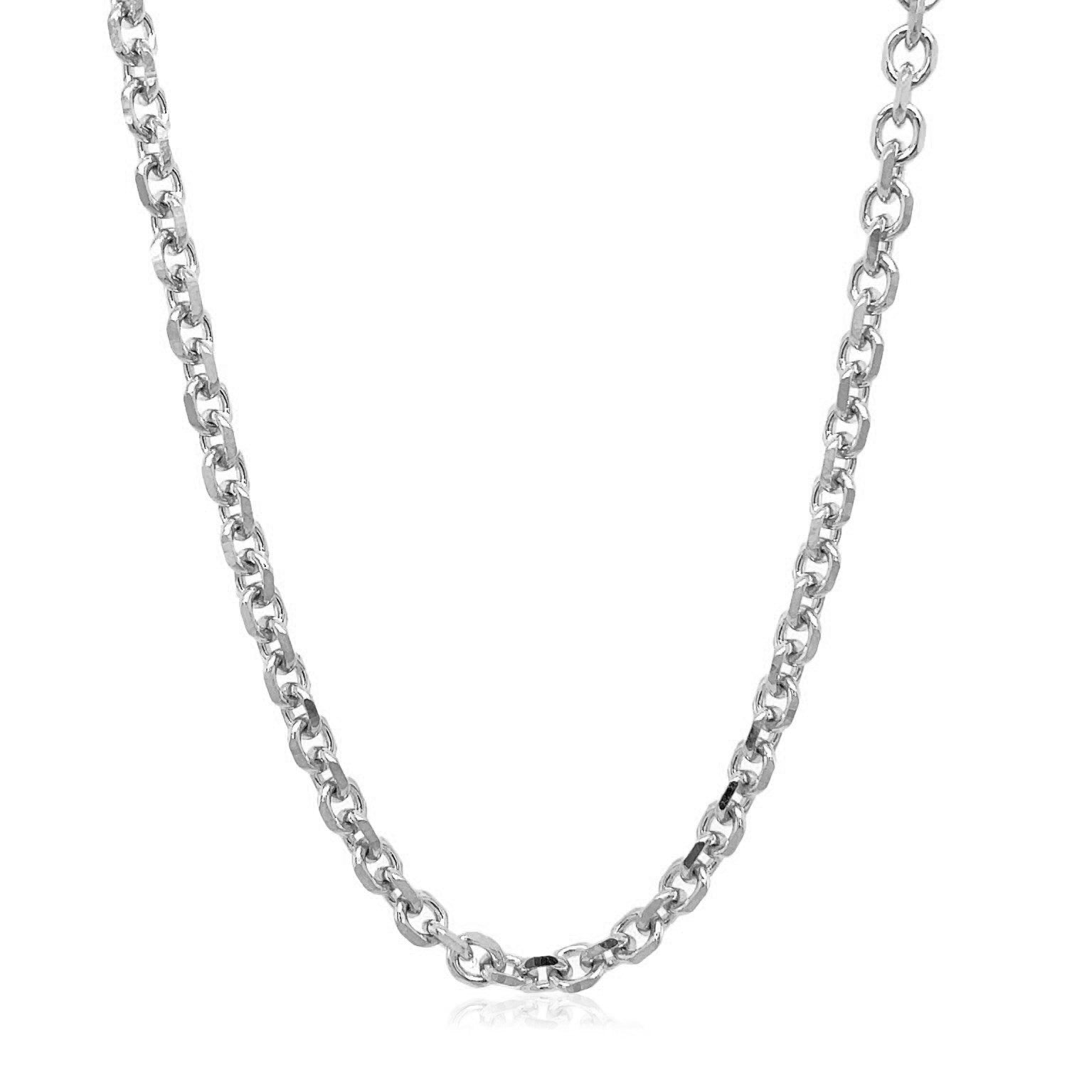 Elegant 14k white gold diamond cut cable link chain, 3.70 mm, showcasing exquisite craftsmanship and timeless design.