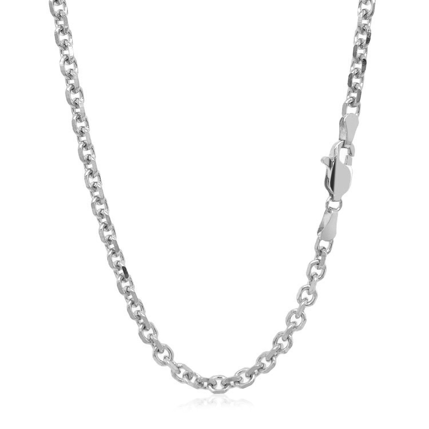 Elegant 14k white gold diamond cut cable link chain, 3.70 mm, showcasing a luxurious design and exquisite craftsmanship.