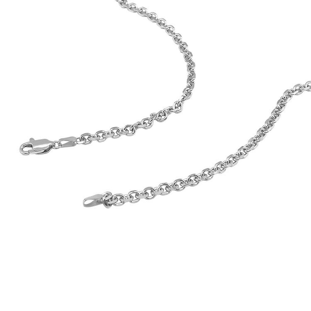 Elegant 14k white gold diamond cut cable link chain, 3.70 mm, showcasing luxurious craftsmanship and timeless design.
