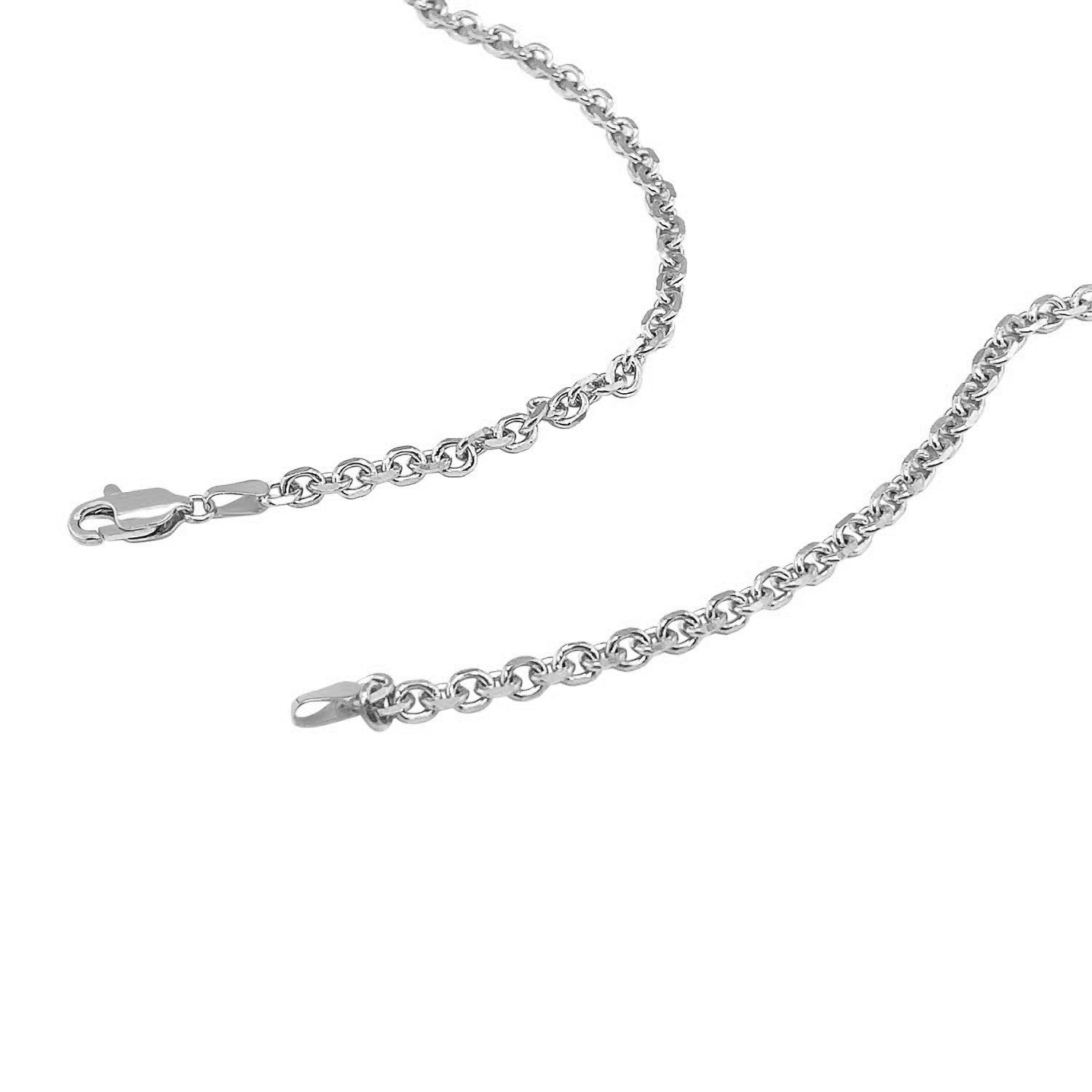 Elegant 14k white gold diamond cut cable link chain, 3.70 mm, showcasing luxurious craftsmanship and timeless design.