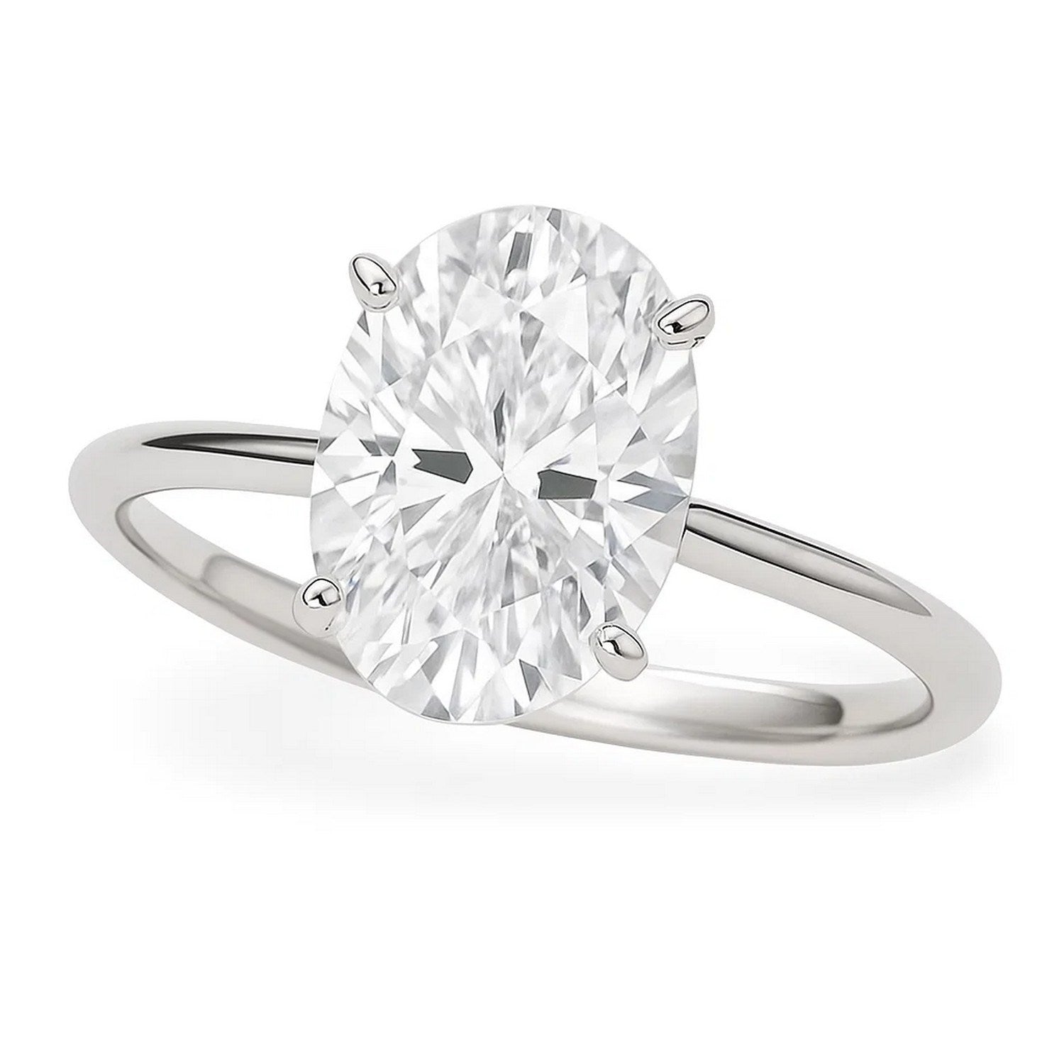 3 carat oval lab-grown diamond solitaire ring in 14k white gold, showcasing modern elegance and timeless sophistication.