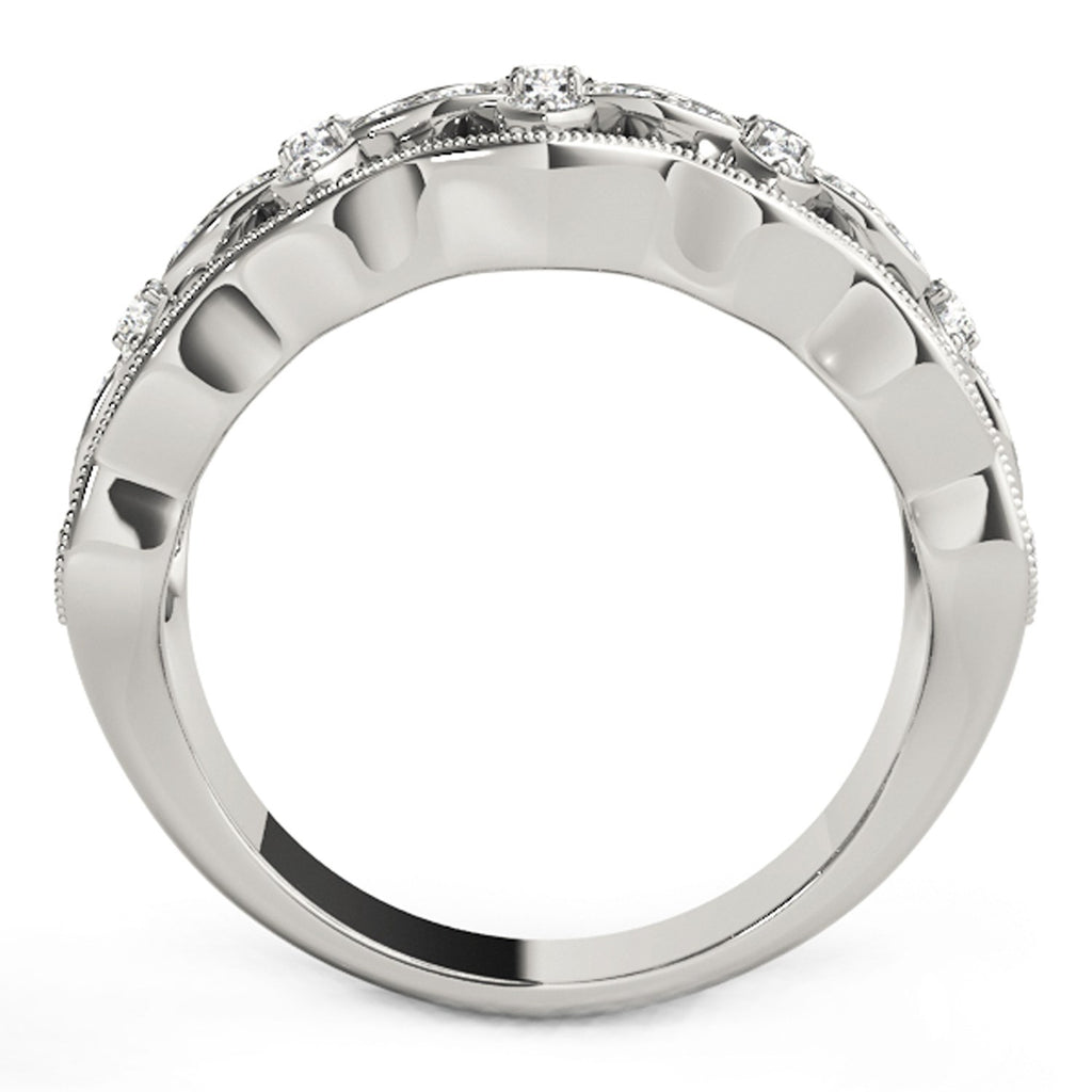 Diamond studded four leaf clover ring in 14k white gold, featuring a contemporary design and exquisite craftsmanship.