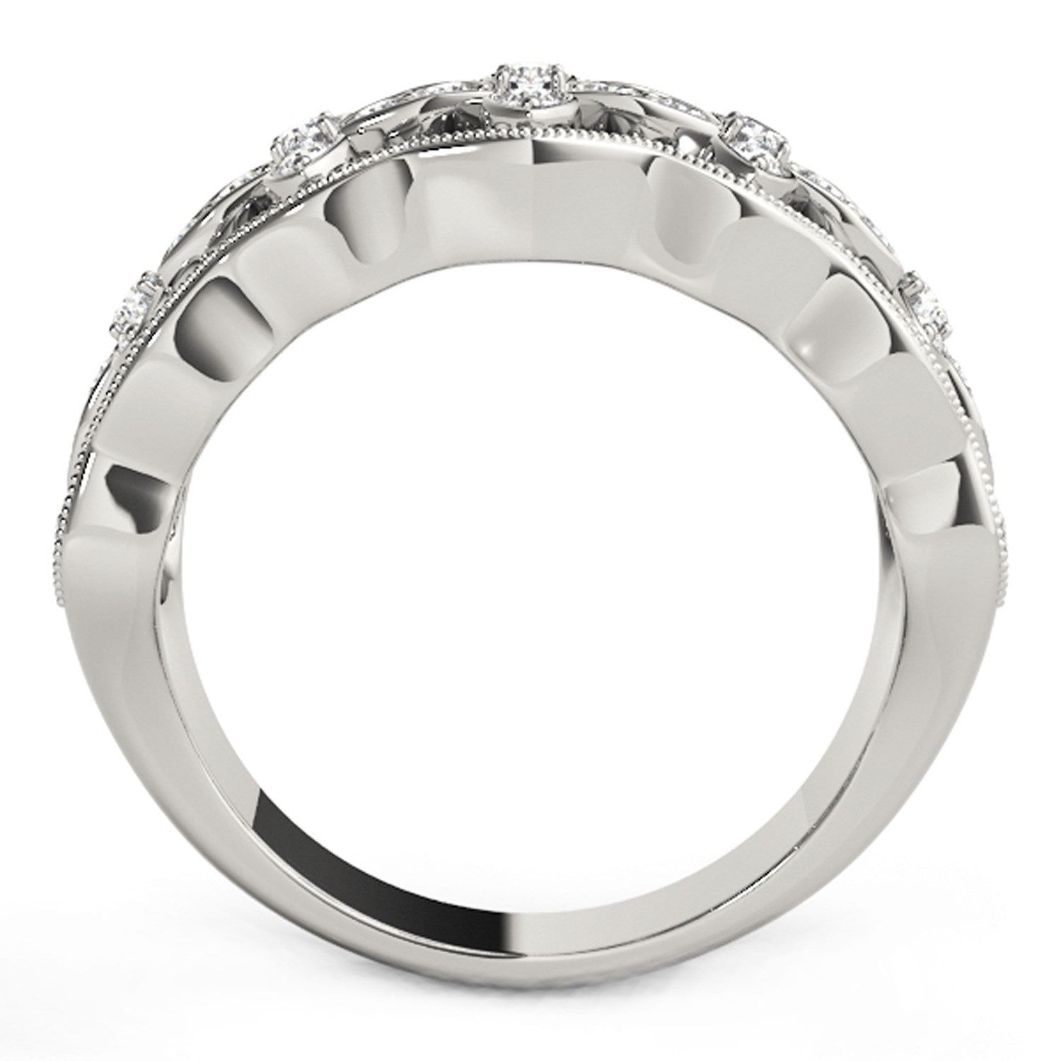 Diamond studded four leaf clover ring in 14k white gold, featuring a contemporary design and exquisite craftsmanship.