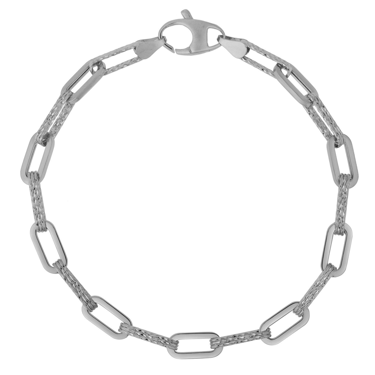14k white gold diamante paperclip chain bracelet with modern design and elegant shine, perfect for luxury styling.