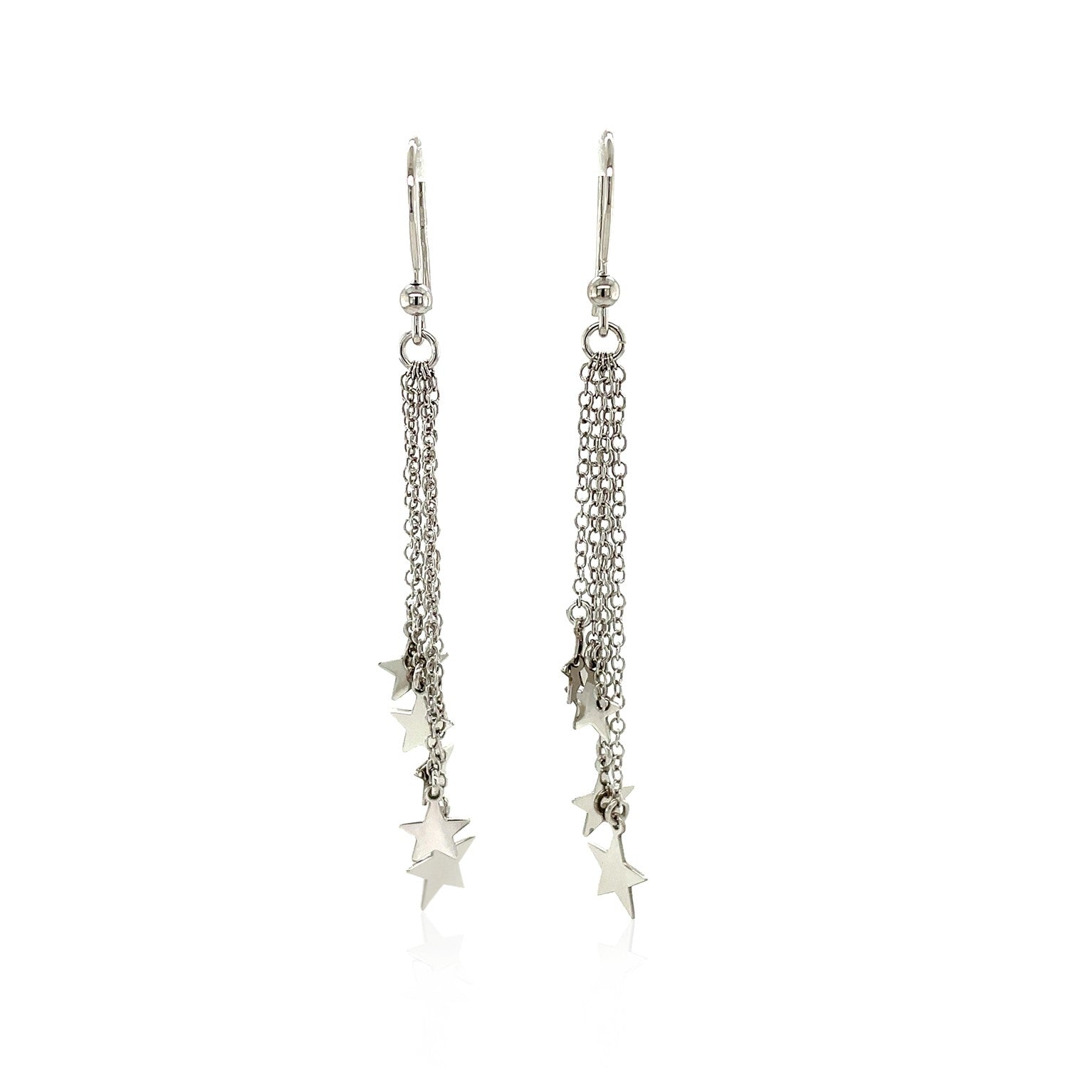 Sterling Silver Polished Star Tassel Earrings