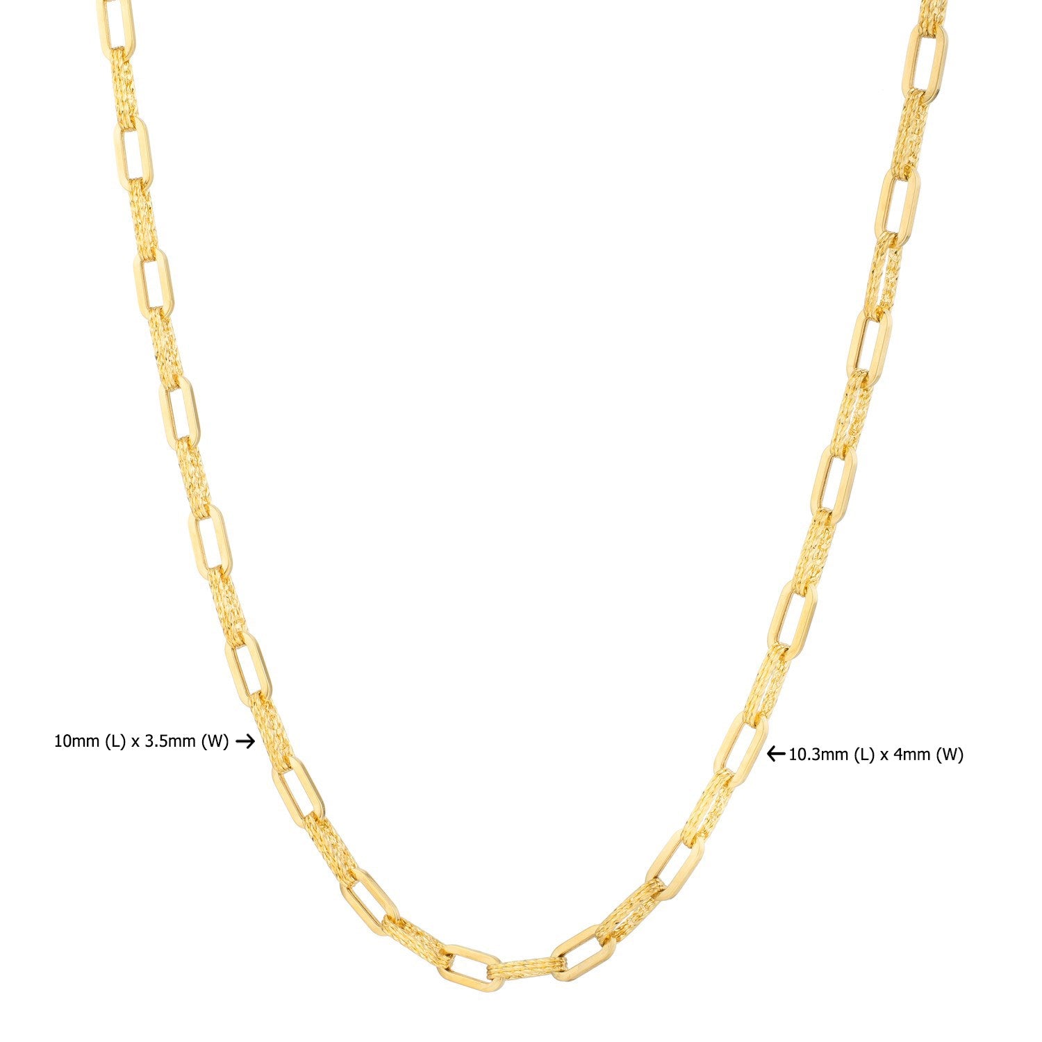 14k yellow gold diamante paperclip chain necklace with modern link design, showcasing elegance and luxury craftsmanship.