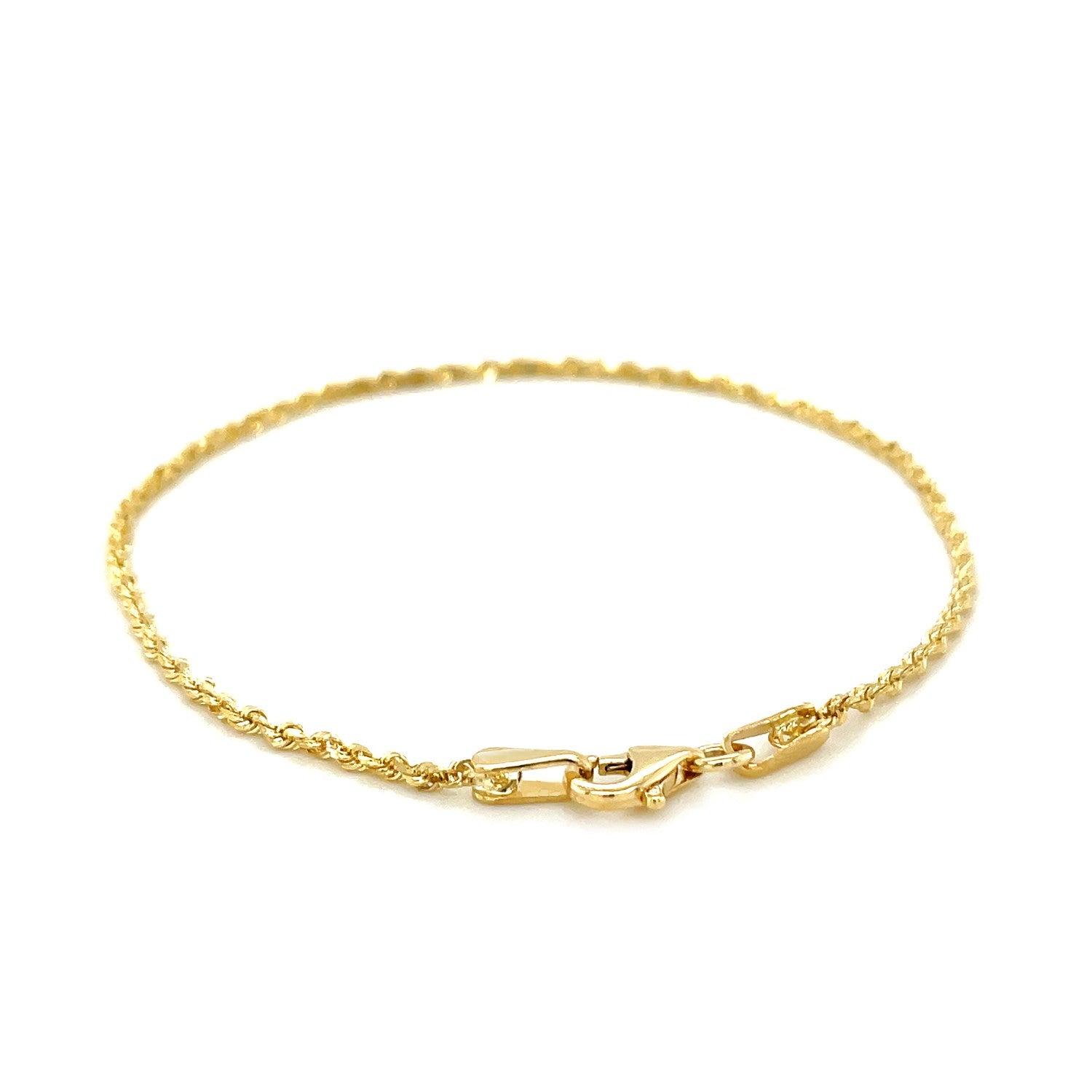 10k yellow gold solid diamond cut rope bracelet featuring a contemporary chain design and exquisite cushion cut diamonds.