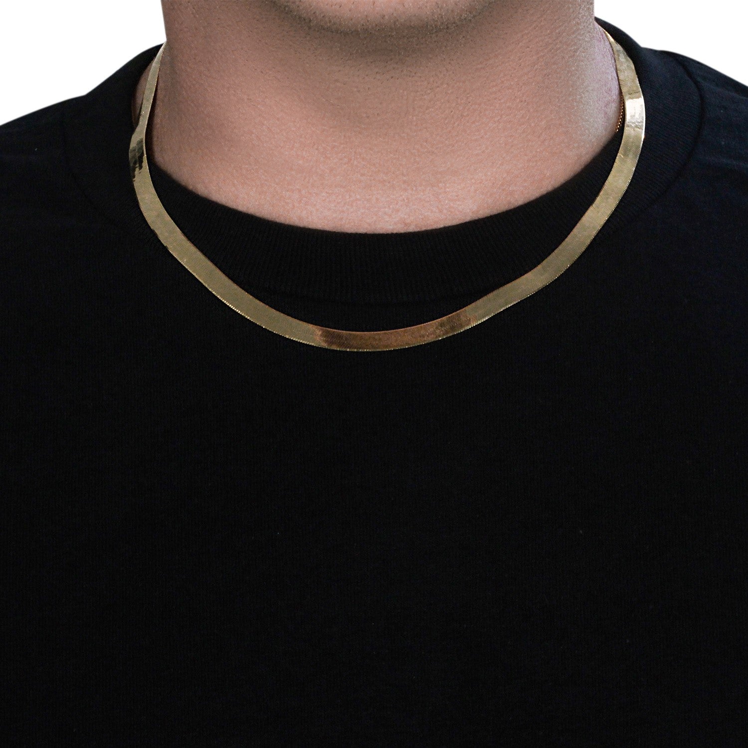 14k yellow gold super flex herringbone chain, 6.00 mm, modern design with luxurious shine and fluid movement.