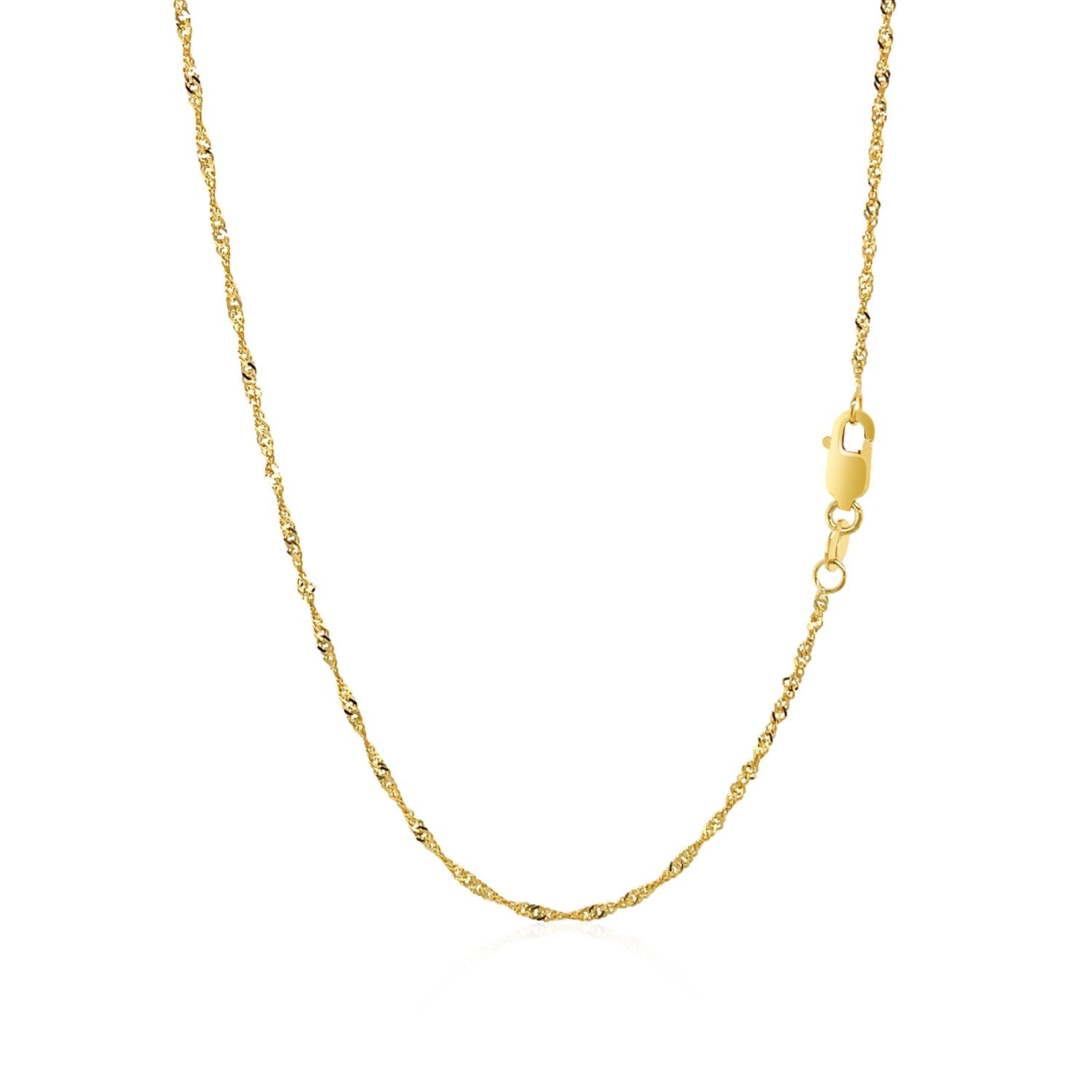 Elegant 14k yellow gold Singapore chain with a refined round design, perfect for layering or wearing solo.