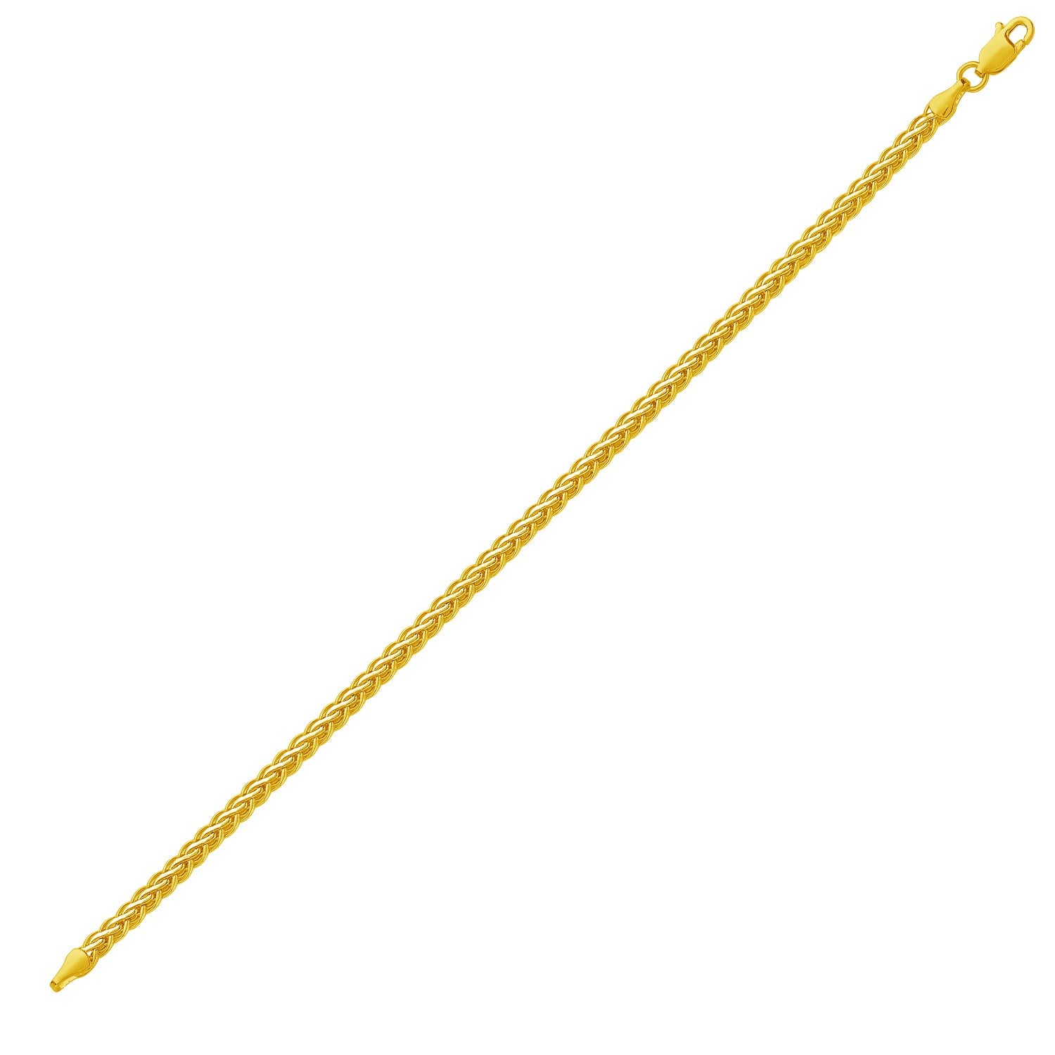 Fine 10k yellow gold wheat chain bracelet, 3.00 mm, showcasing classic elegance and timeless luxury.
