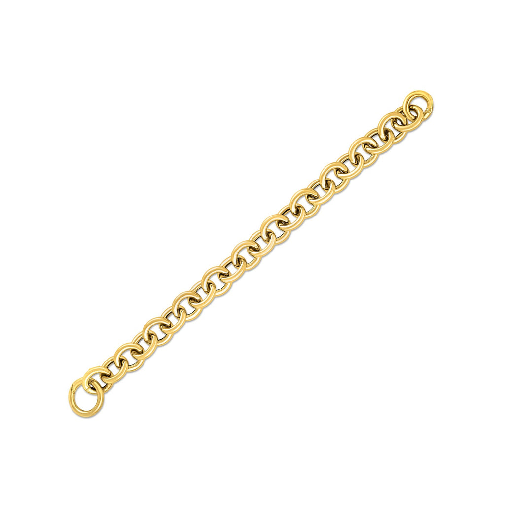 14k yellow gold round link bracelet featuring a modern chain design, perfect for elegant layering or standalone wear.
