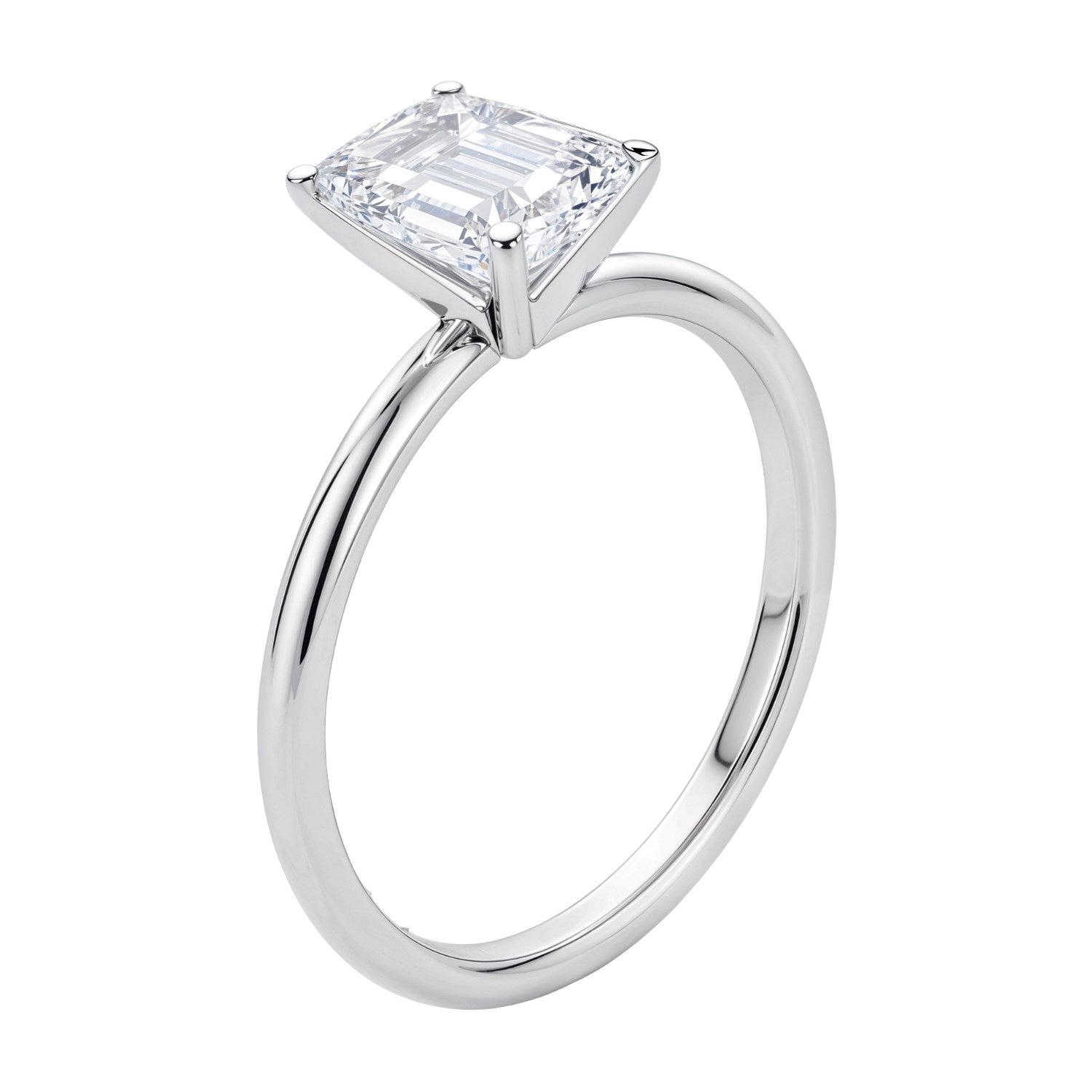 2 carat emerald lab-grown diamond solitaire ring in 10K white gold, showcasing classic elegance and timeless beauty.