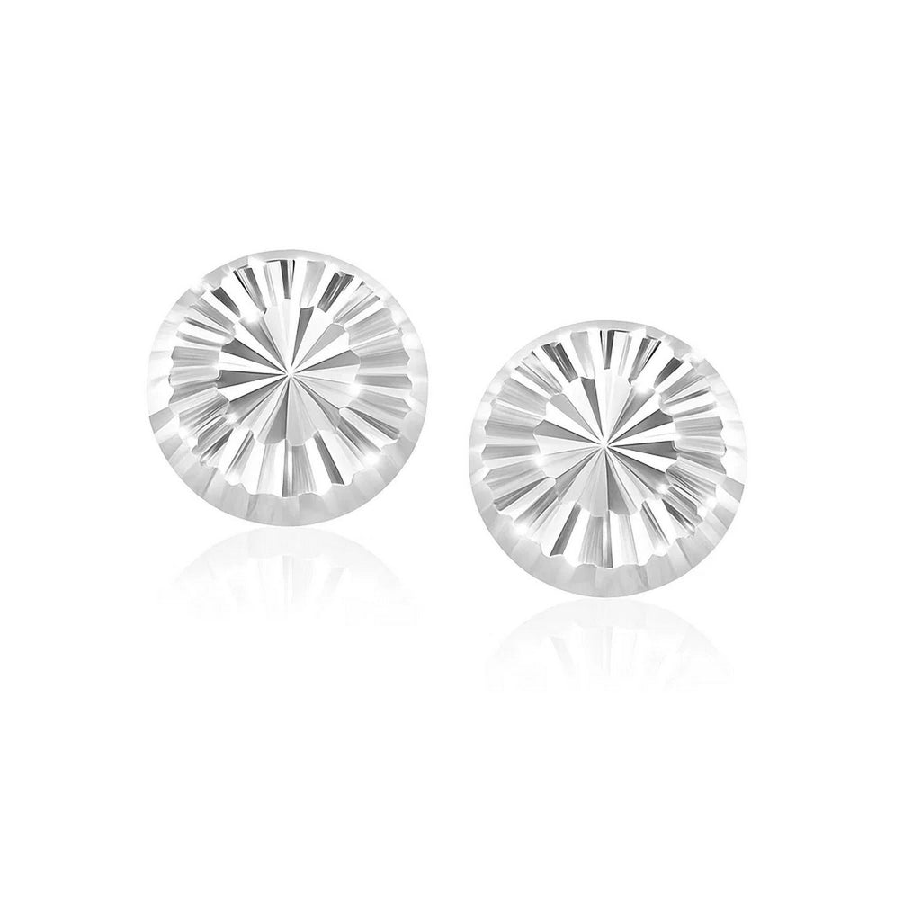 14k white gold diamond cut stud earrings with modern design, featuring brilliant sparkle and timeless elegance.