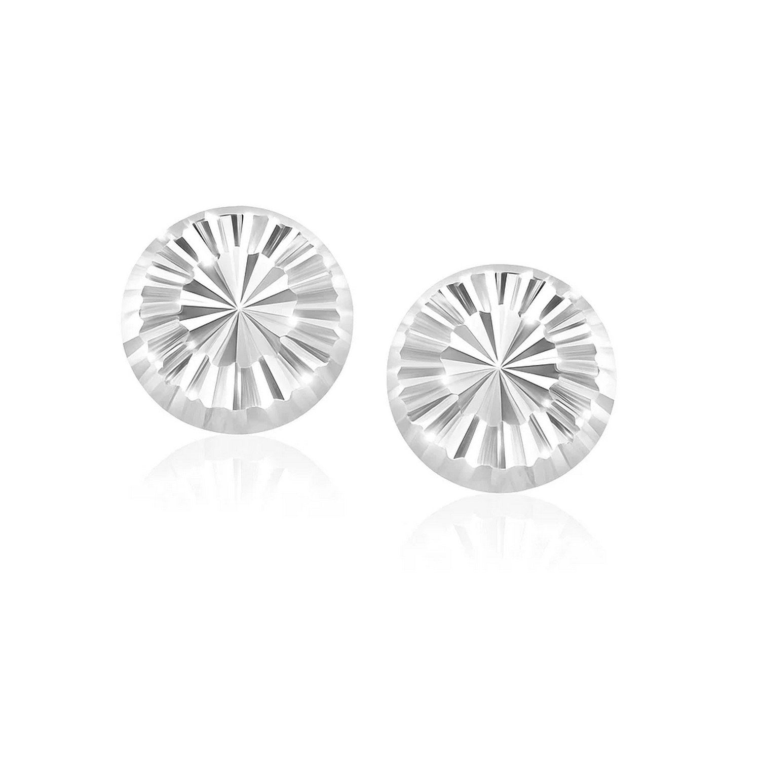 14k white gold diamond cut stud earrings with modern design, featuring brilliant sparkle and timeless elegance.