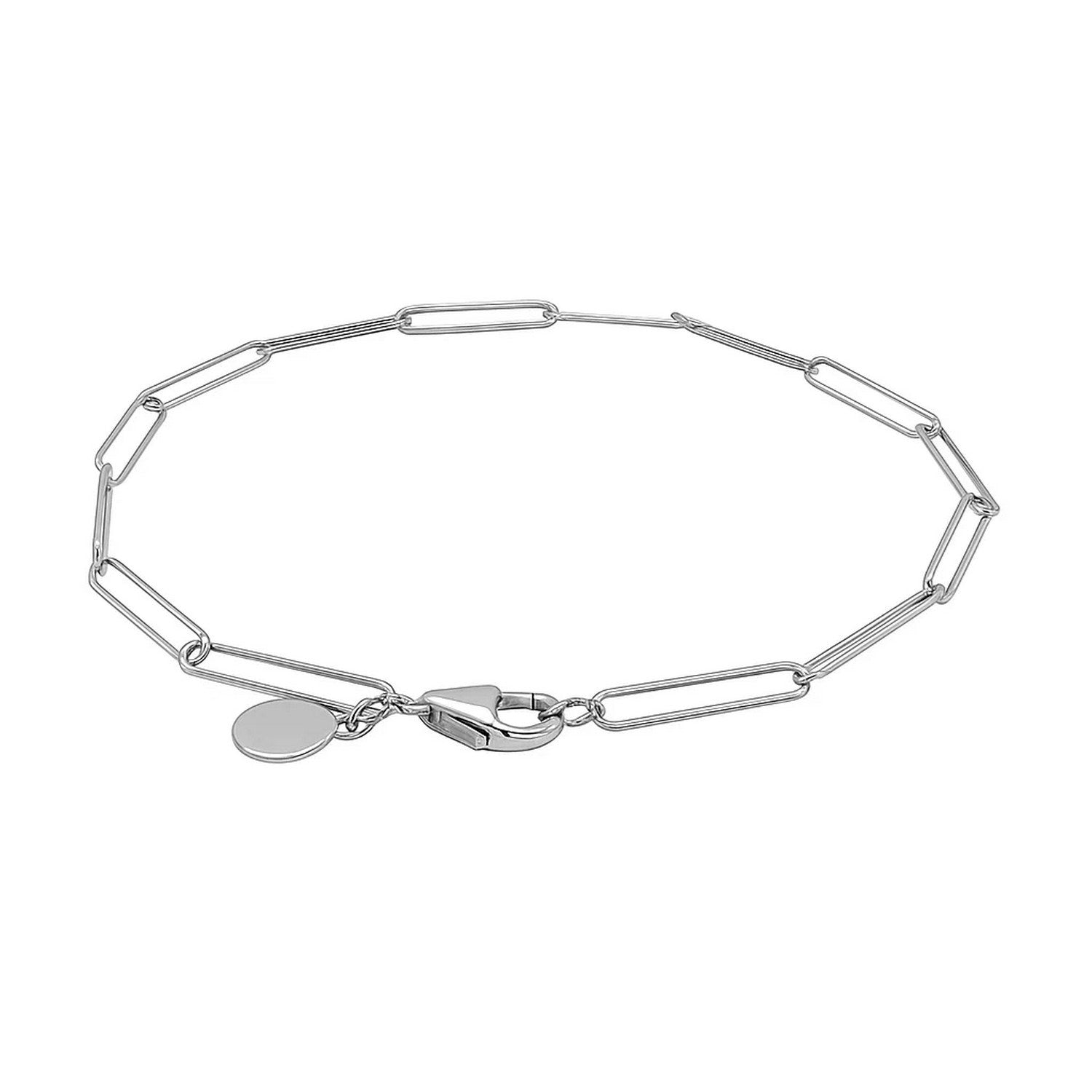 14k white gold wire paperclip bracelet with modern design, featuring sleek links for a luxurious, contemporary look.