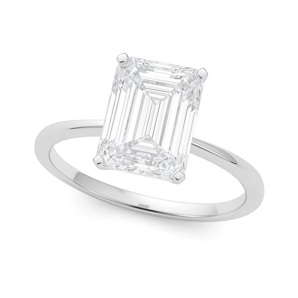5 carat radiant lab-grown diamond solitaire ring in elegant 10K white gold setting, perfect for luxury occasions.
