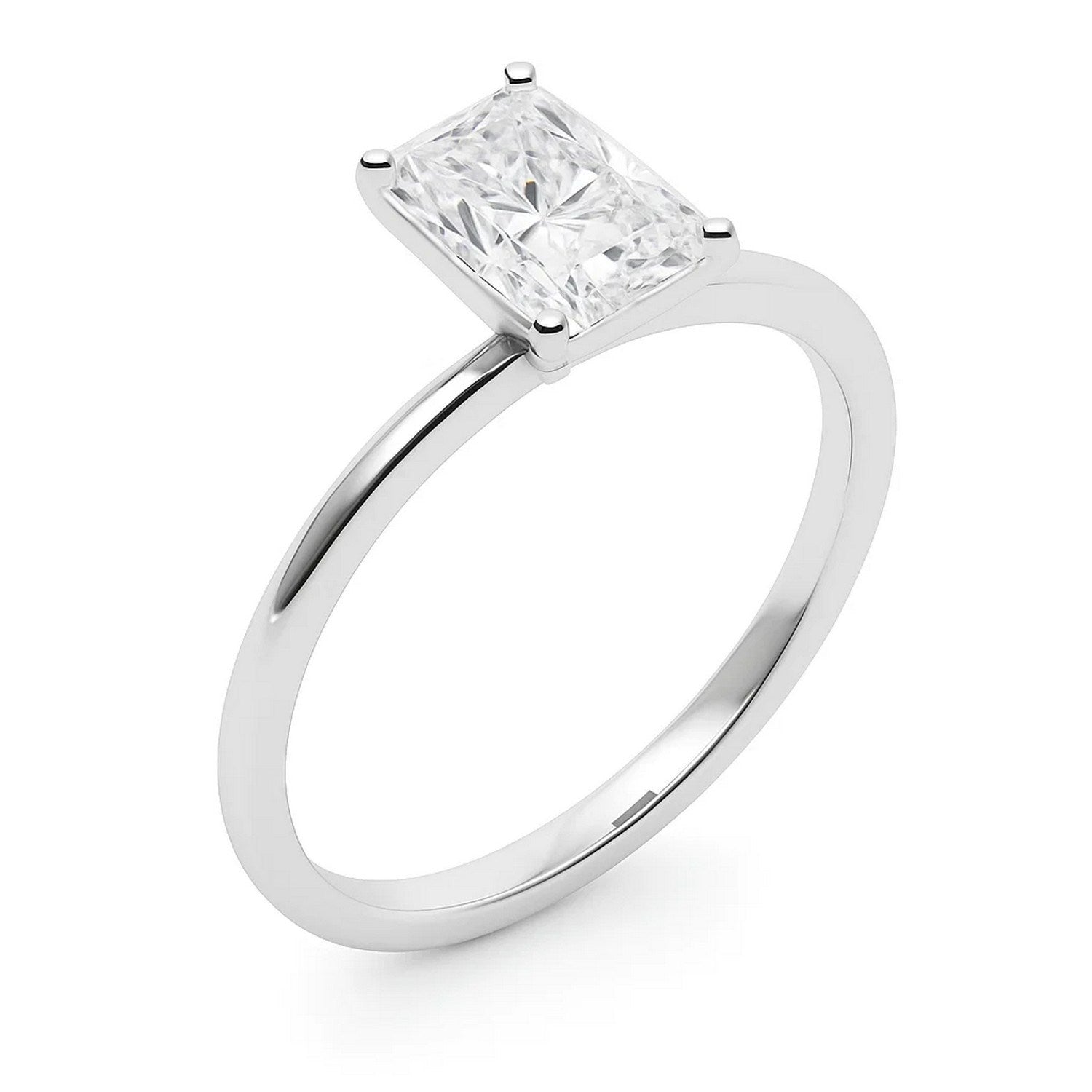 5 carat radiant lab-grown diamond solitaire ring in elegant 10K white gold, showcasing refined craftsmanship and luxury.
