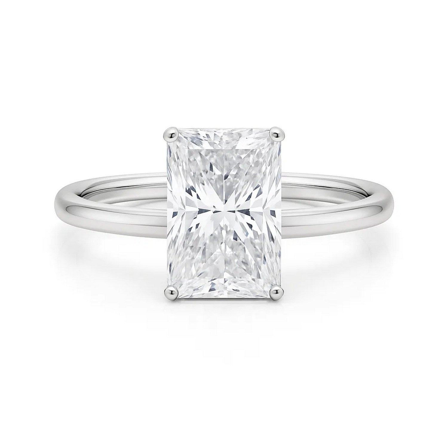 5 carat radiant lab-grown diamond solitaire ring in elegant 10K white gold, showcasing timeless luxury and brilliance.