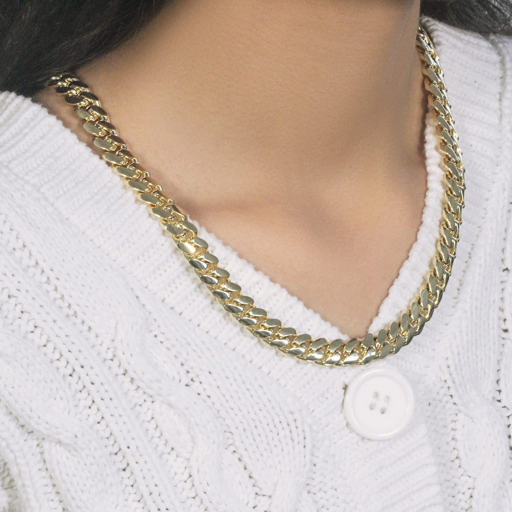 14k yellow gold classic Miami Cuban solid chain, 10.10 mm, showcasing timeless elegance and luxurious craftsmanship.