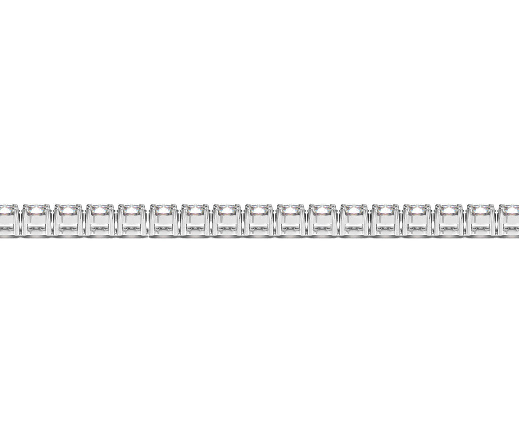 14k white gold tennis bracelet featuring round lab-grown diamonds, showcasing modern elegance and exquisite craftsmanship.