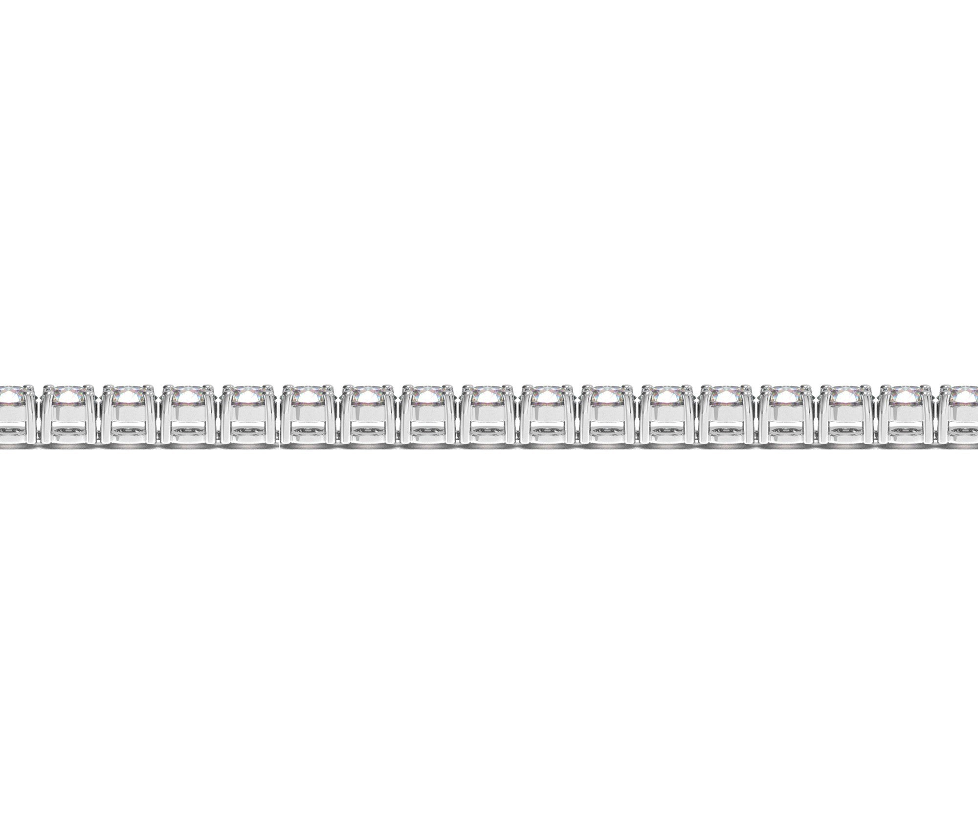 14k white gold tennis bracelet featuring round lab-grown diamonds, showcasing modern elegance and exquisite craftsmanship.