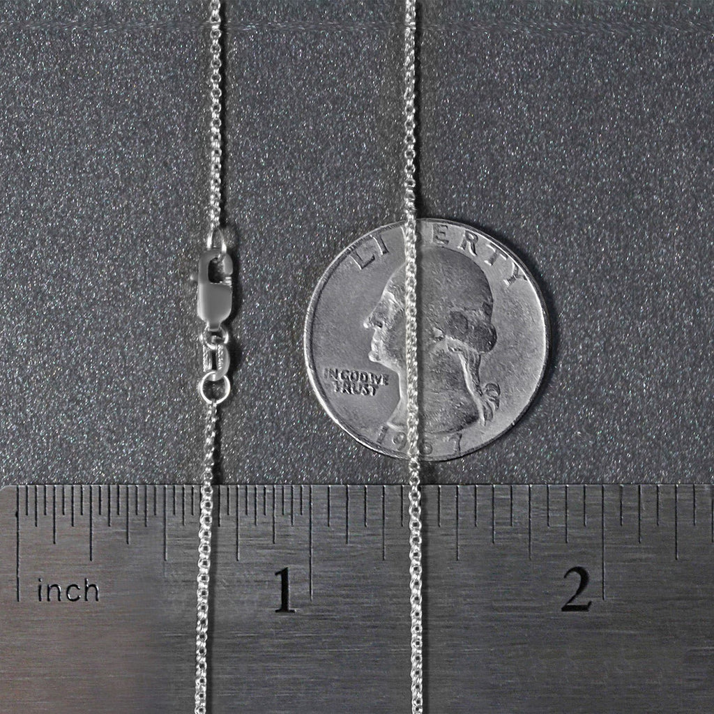 14k white gold diamond cut rolo chain, contemporary design, 1.10 mm width, perfect for layering or standalone elegance.