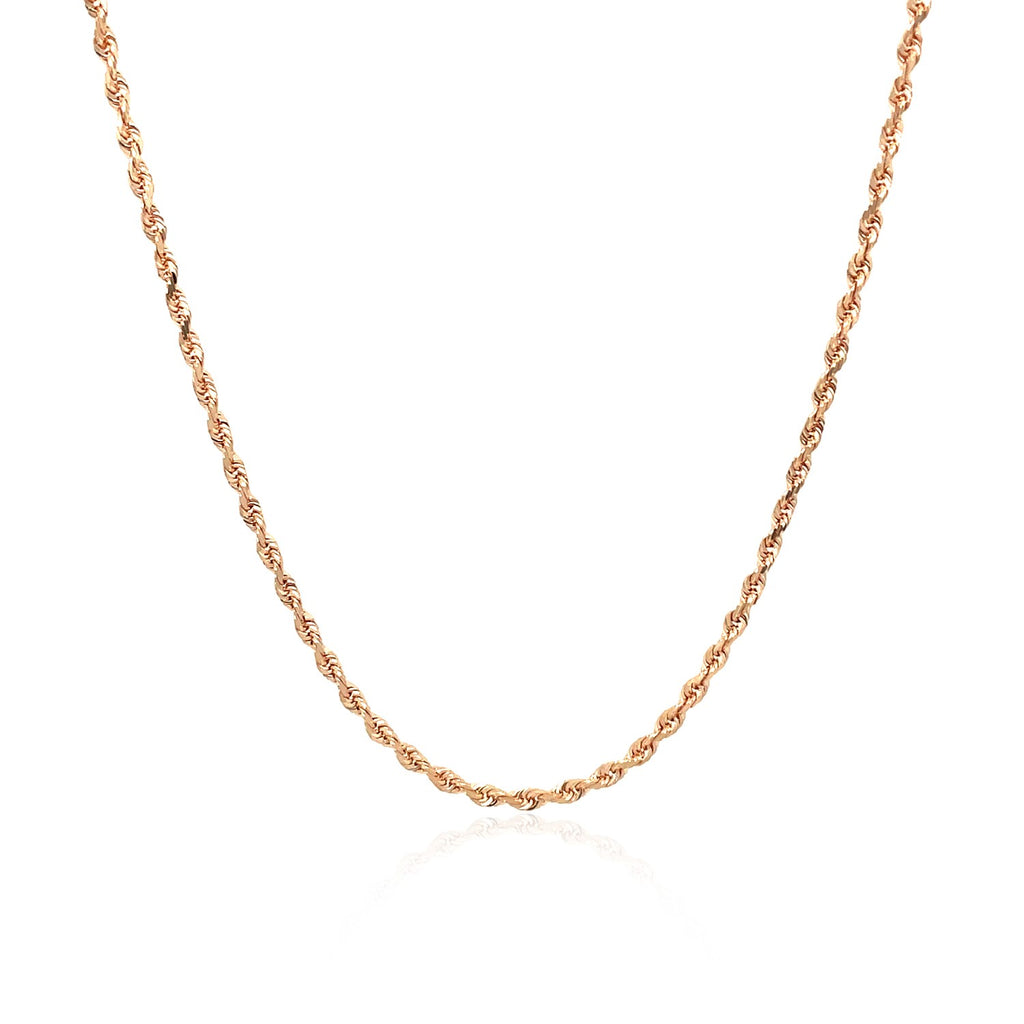 14k rose gold diamond cut rope chain, 1.6 mm, showcasing contemporary elegance and luxurious craftsmanship.