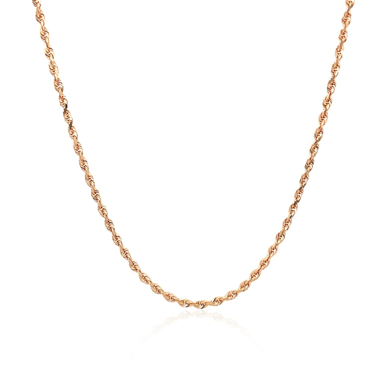14k rose gold diamond cut rope chain, 1.6 mm, showcasing contemporary elegance and luxurious craftsmanship.