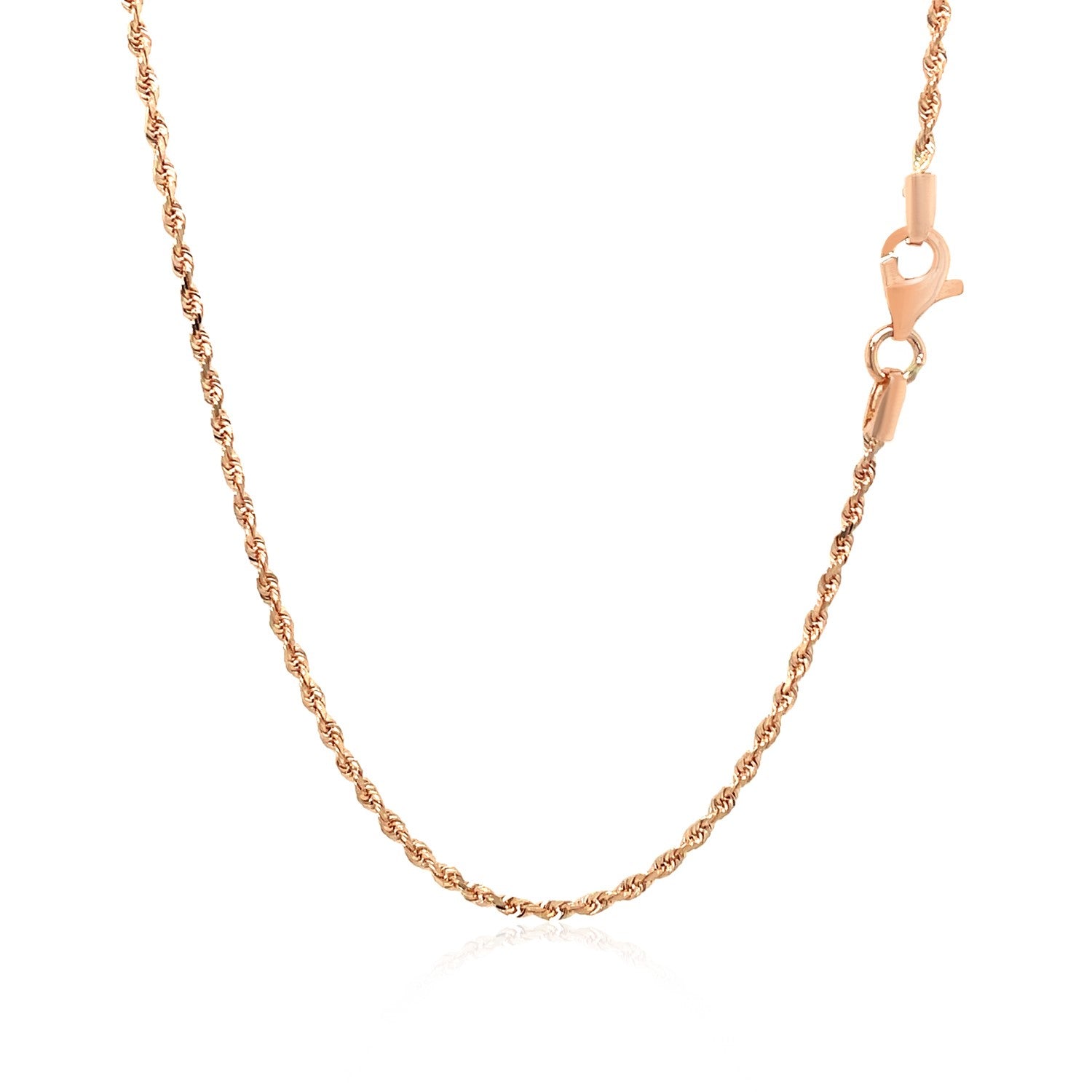 14k rose gold diamond cut rope chain, 1.6 mm, showcasing a contemporary design with exquisite craftsmanship.
