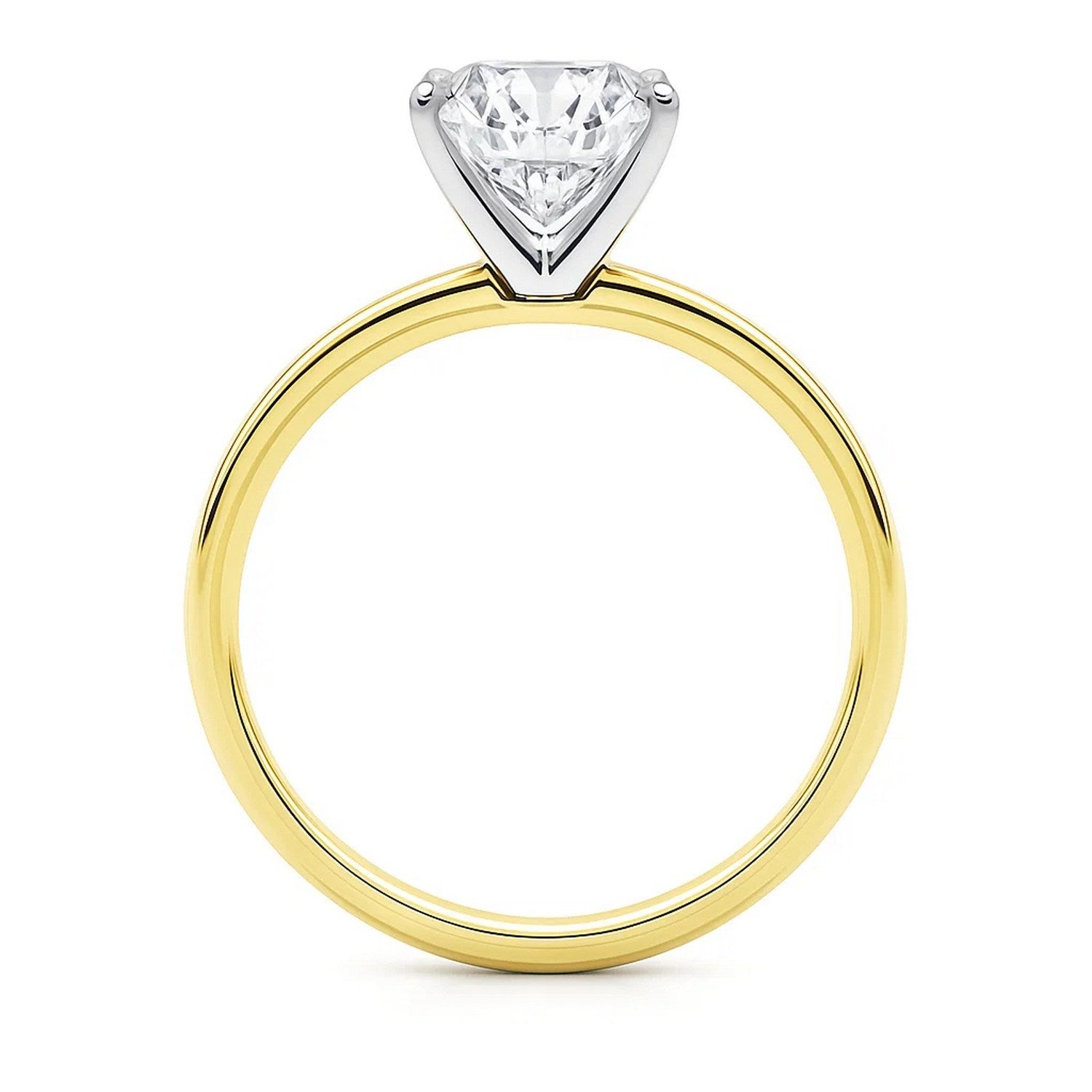3 carat cushion cut lab-grown diamond solitaire ring in 10K yellow gold, showcasing modern elegance and timeless beauty.