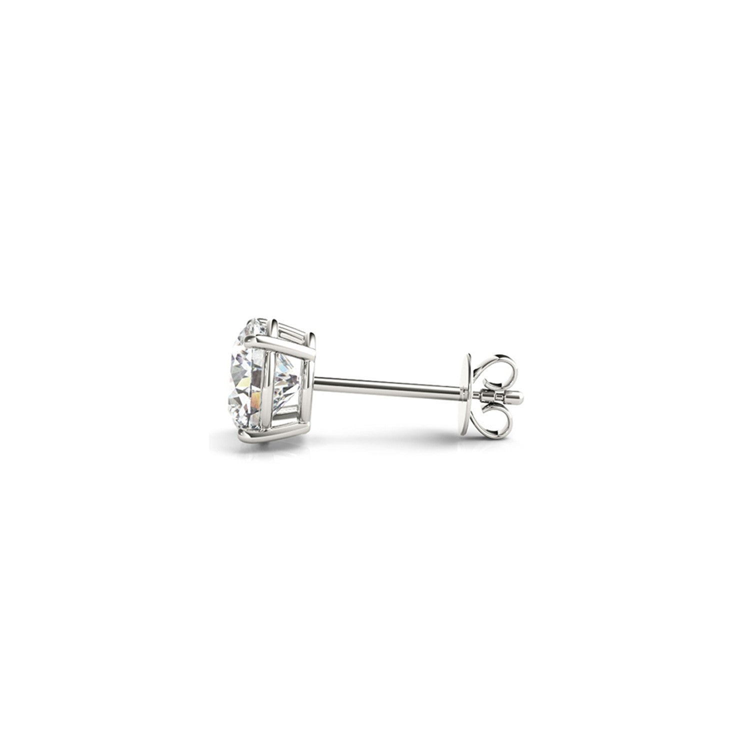 14k white gold round diamond stud earrings featuring G/VS2 diamonds in a classic, timeless design.