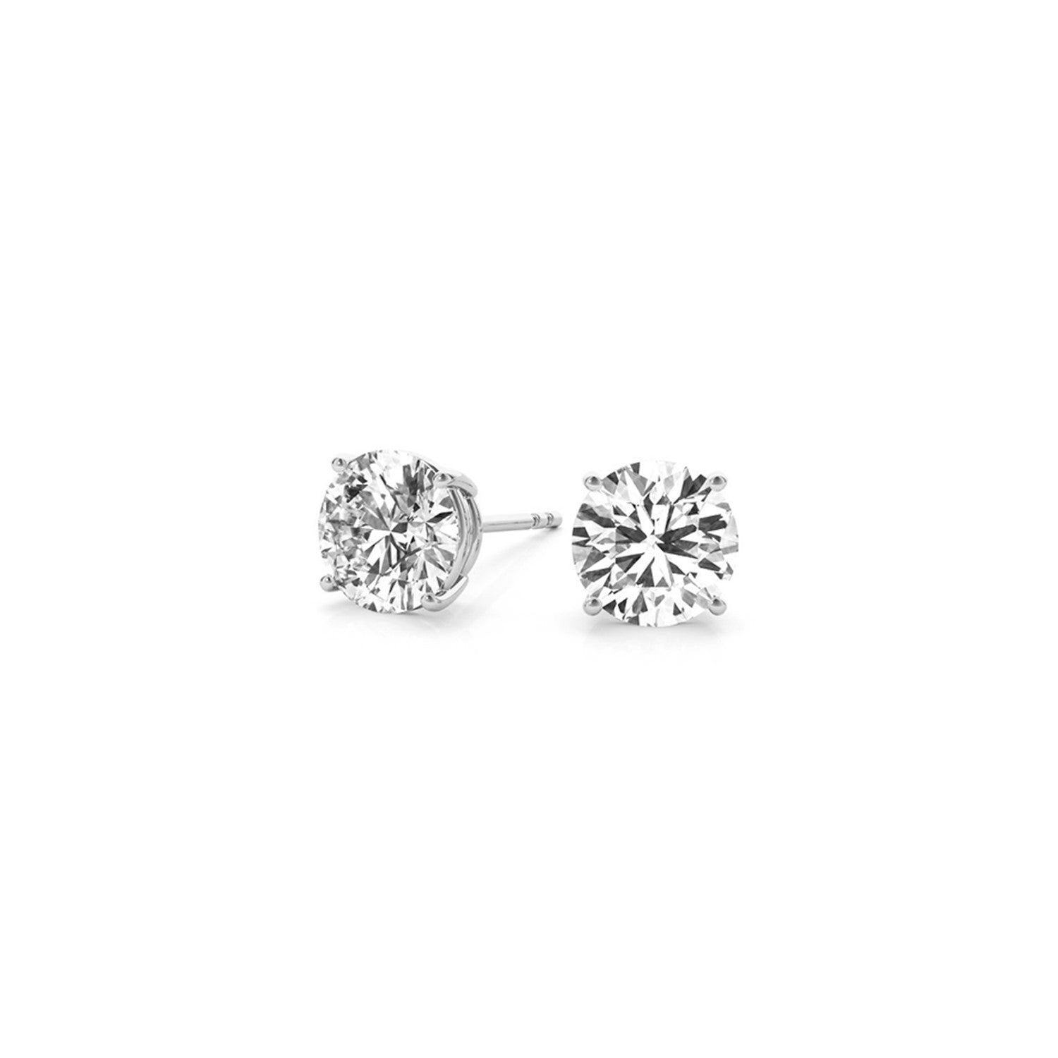 14k white gold round diamond stud earrings featuring G/VS2 clarity, a timeless classic for elegant occasions.