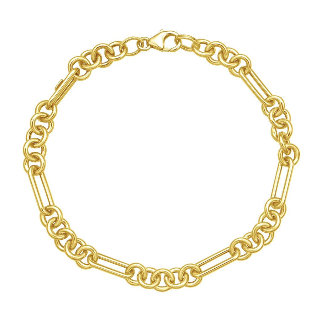 14k yellow gold modern paperclip link chain bracelet, showcasing elegant design and luxurious craftsmanship.